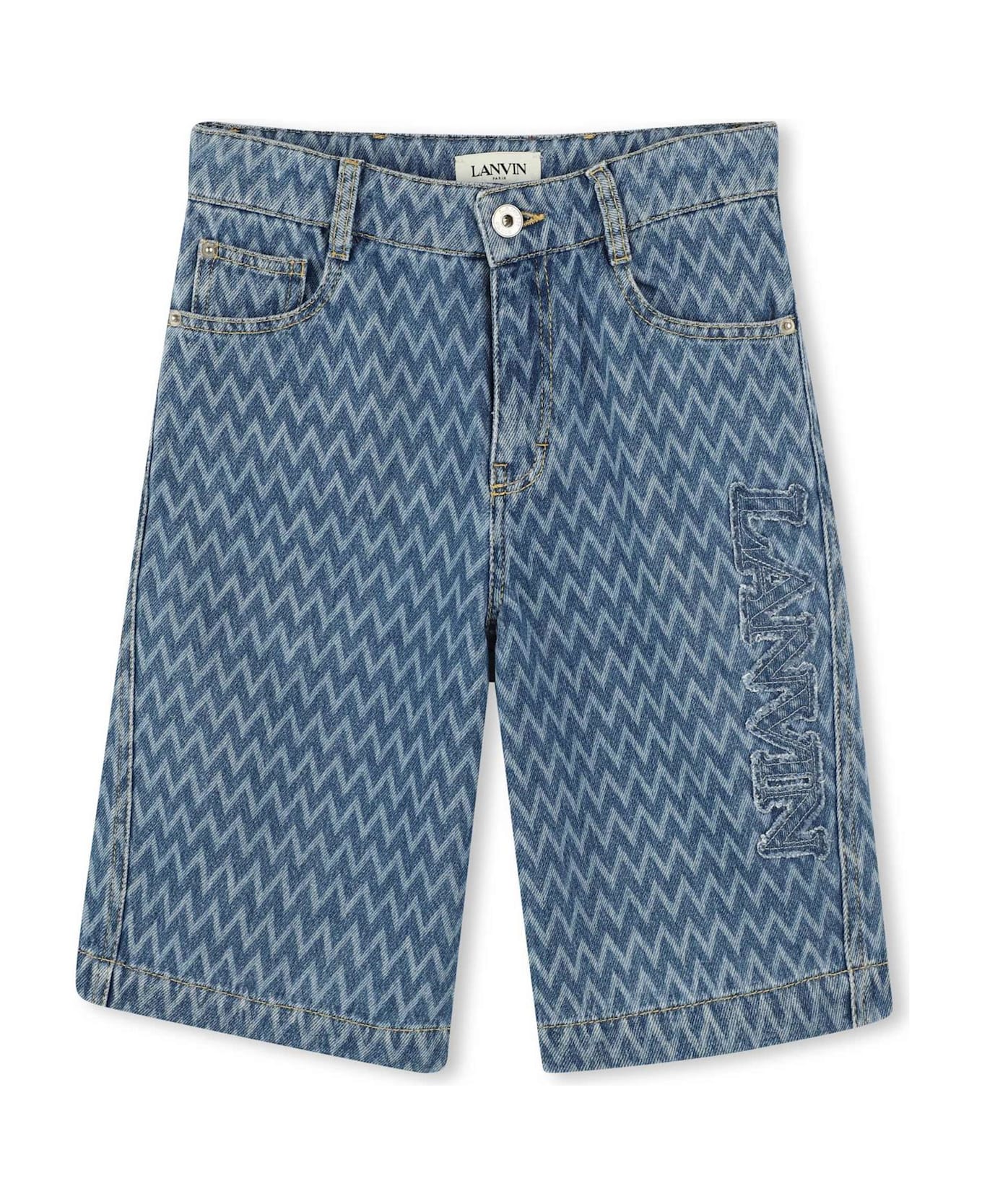 Lanvin Bermuda Shorts With Logo - Blue