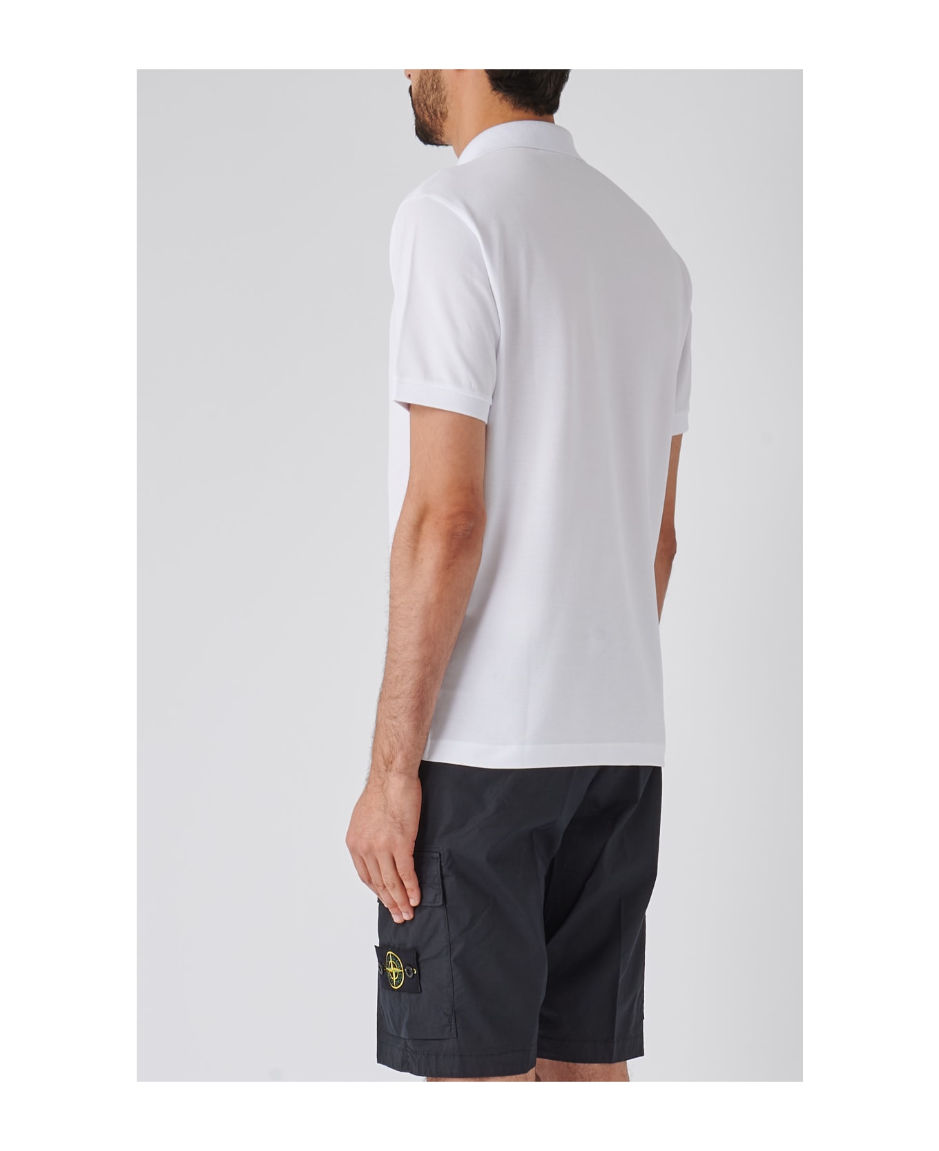 Stone Island Compass-patch Short-sleeved Polo Shirt - BIANCO
