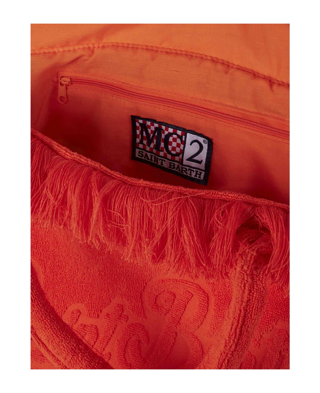MC2 Saint Barth Vanity Orange Terry Shoulder Soft Bag With Embossed Logo - ORANGE
