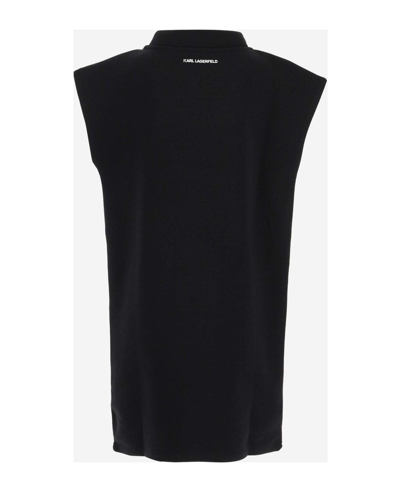 Karl Lagerfeld Cotton Blend Dress With Rhinestones - Black ワンピース＆ドレス