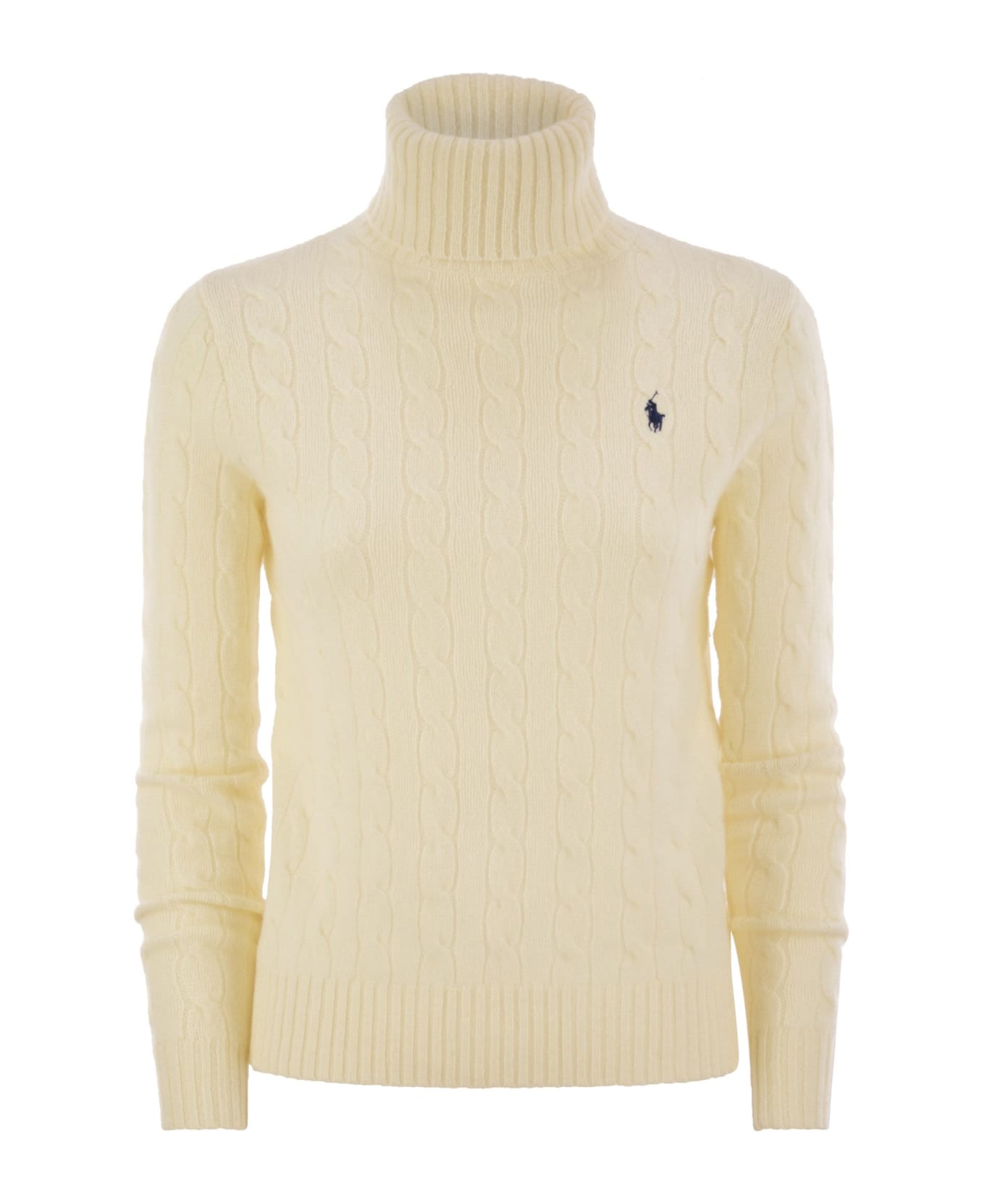 Polo Ralph Lauren Wool And Cashmere Cable-knit Turtleneck Sweater - Cream