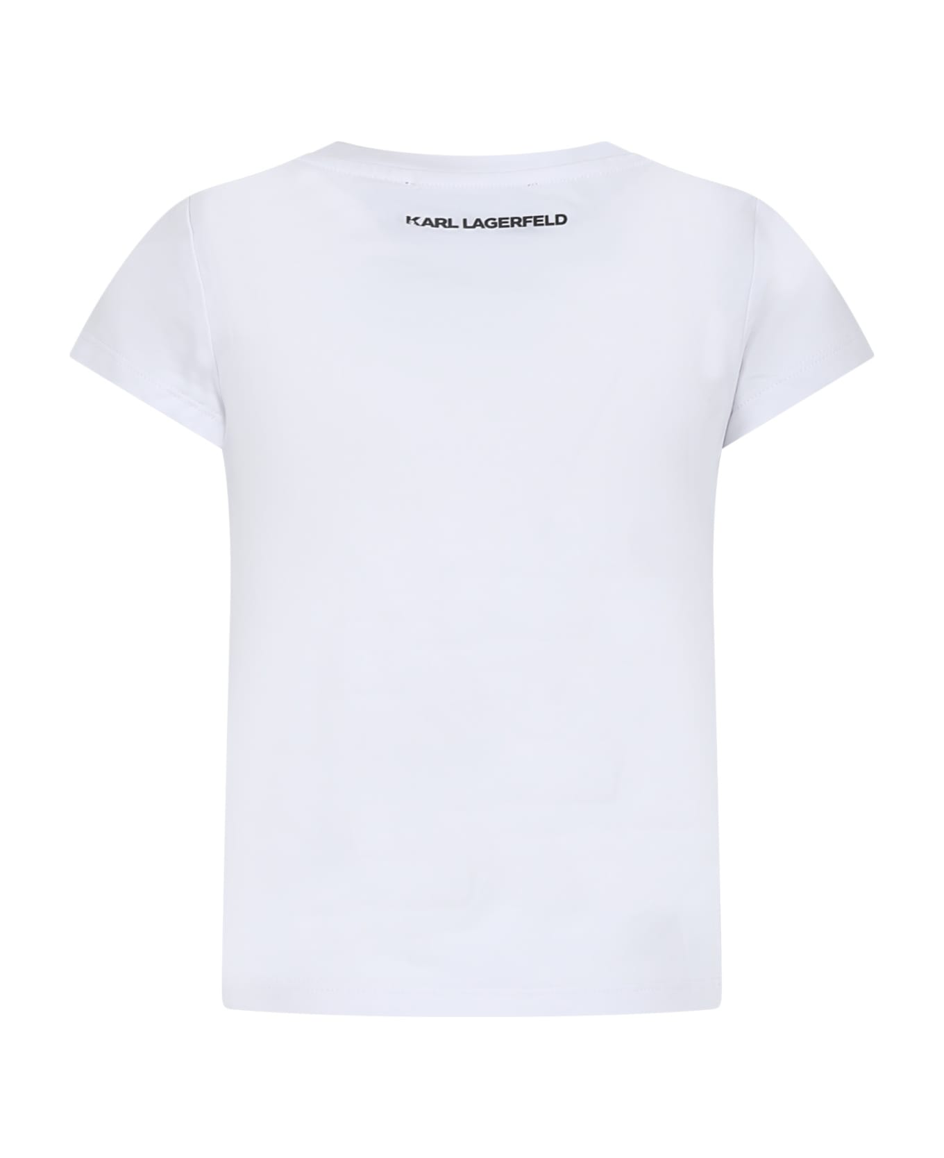Karl Lagerfeld Kids White T-shirt For Girl With Logo - Bianco
