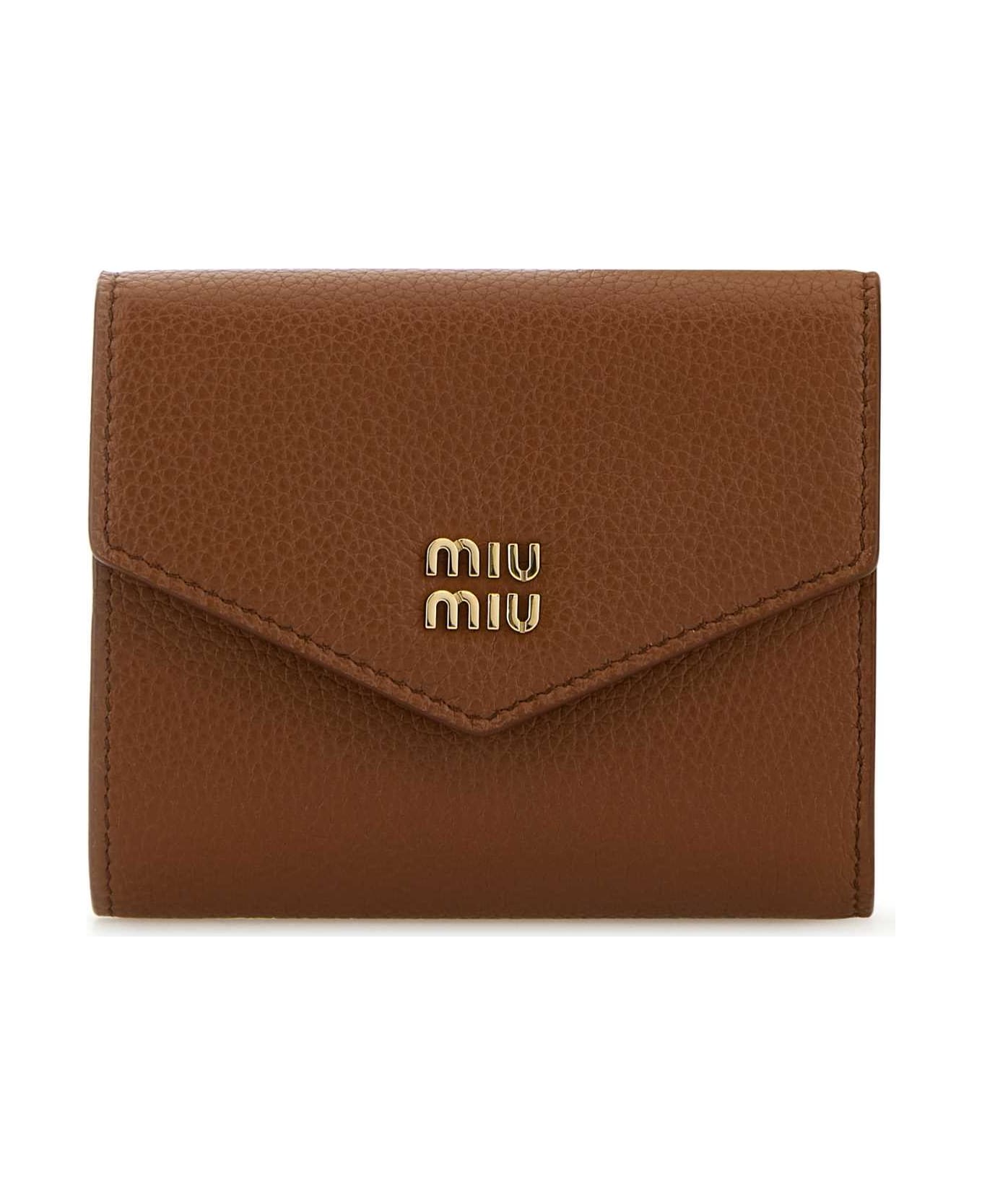 Miu Miu Caramel Leather Wallet - COGNAC