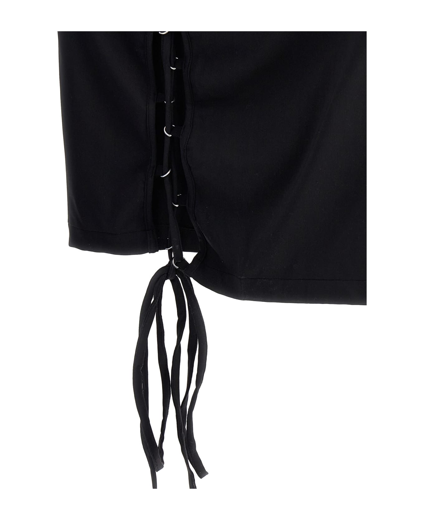HERON PRESTON Lace-up Mini Dress - Black