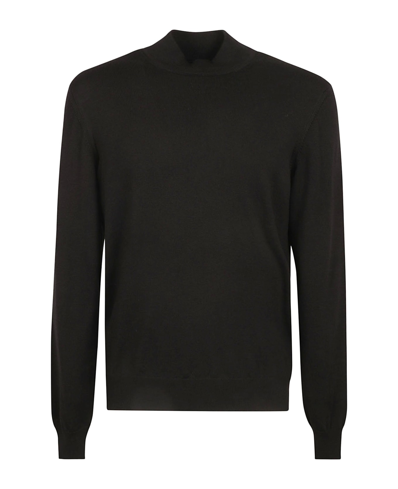 Tagliatore Rib Trim Plain Sweater - Black