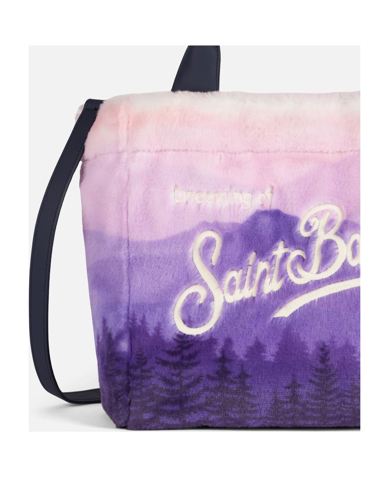 MC2 Saint Barth Furry Soft Colette Handbag With Postcard Jacquard - PINK