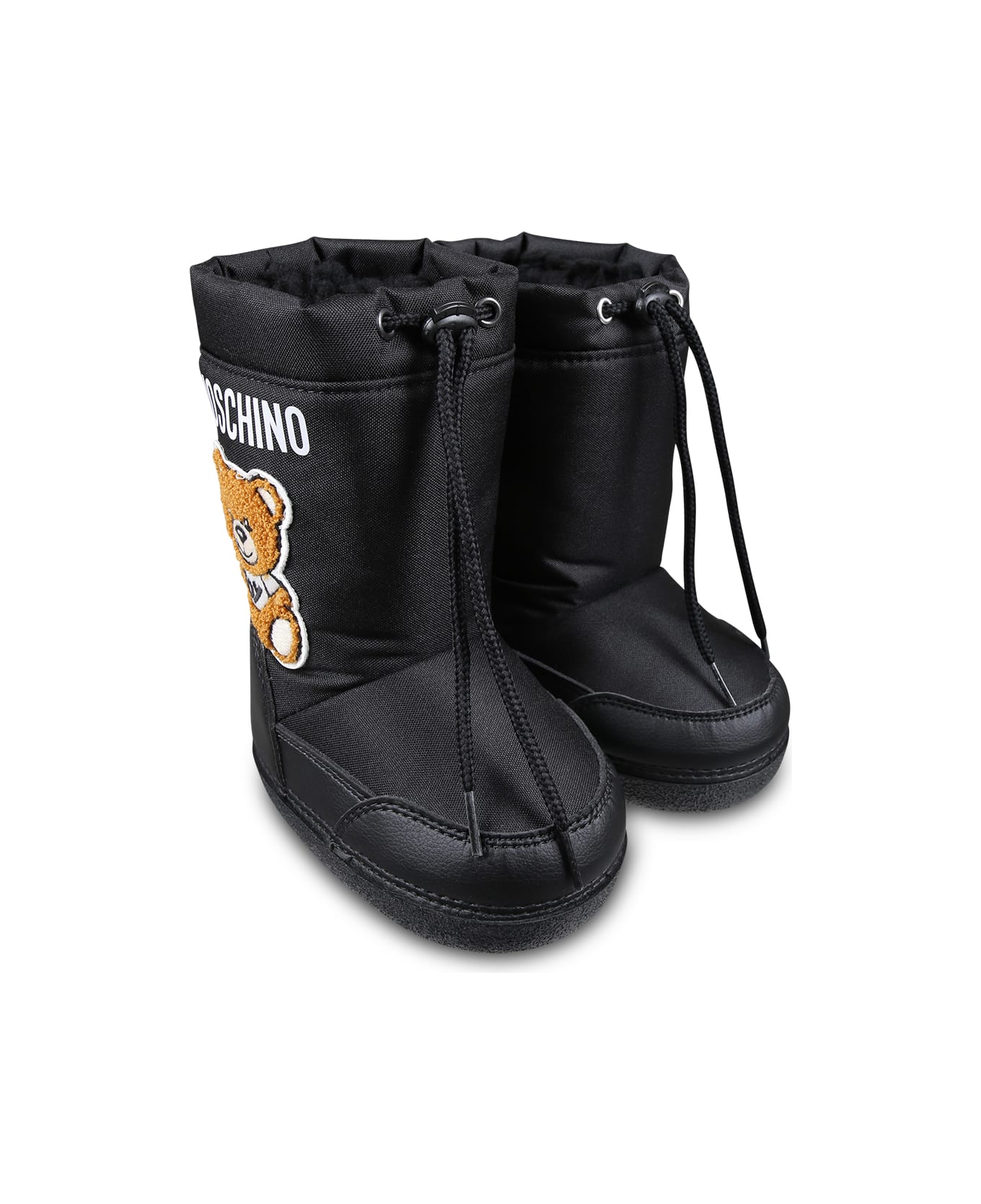 Moschino Black Snow Boots For Kids With Teddy Bear - Black