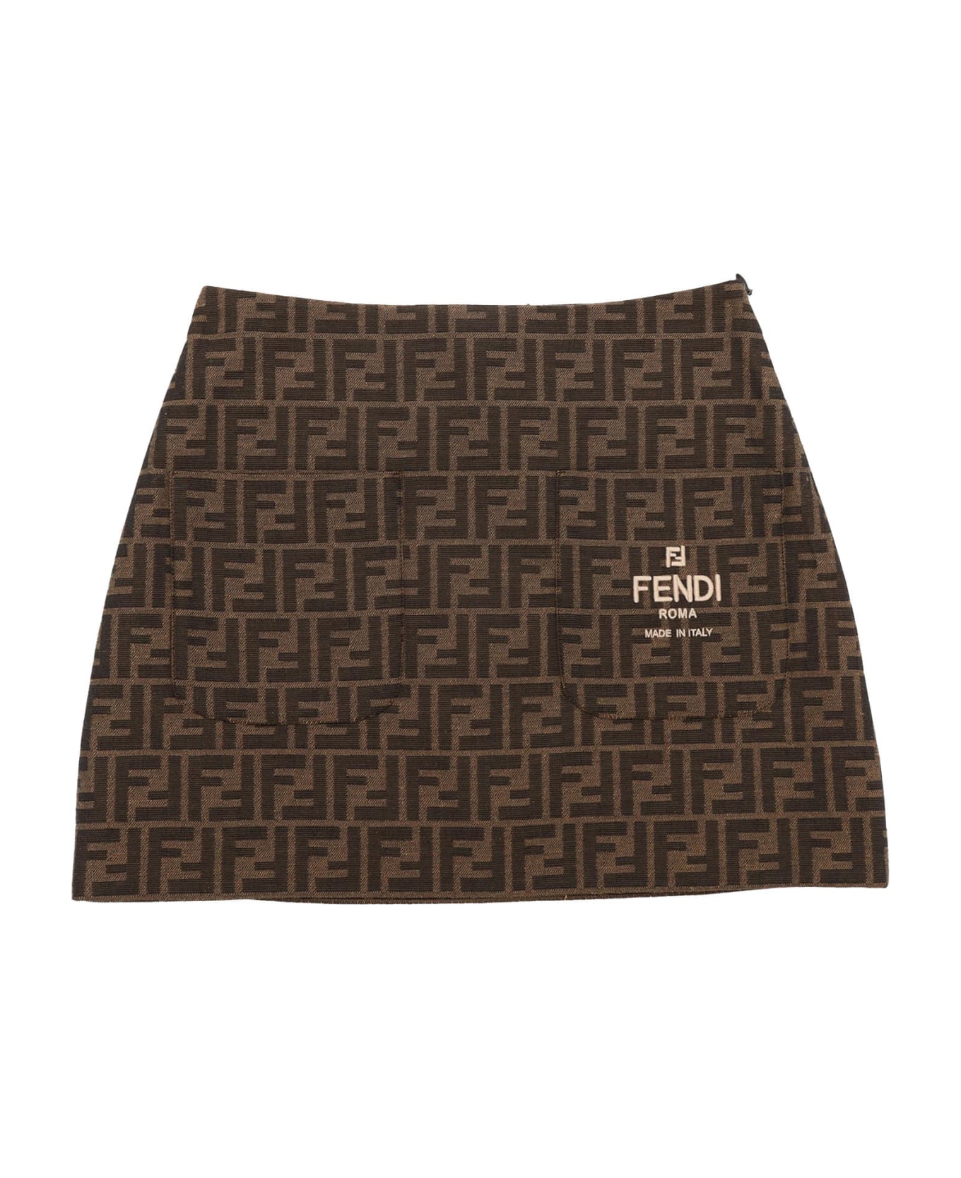 Fendi Ff Canvas Skirt - ORANGE