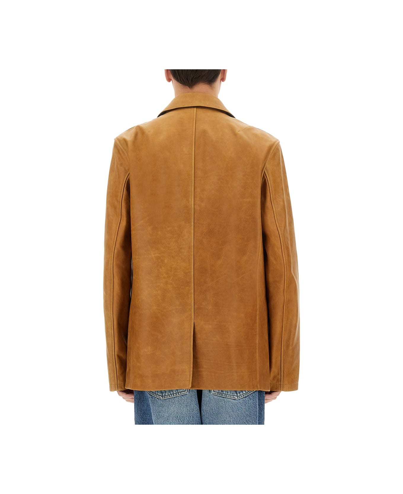 Our Legacy Leather Opening Blazer - BROWN