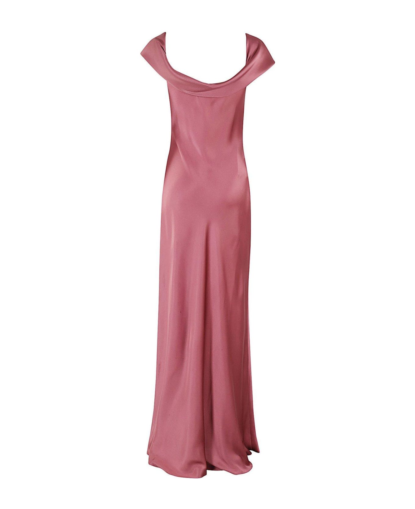 Alberta Ferretti Bow-detailed Straight Hem Maxi Satin Dress - Rosa