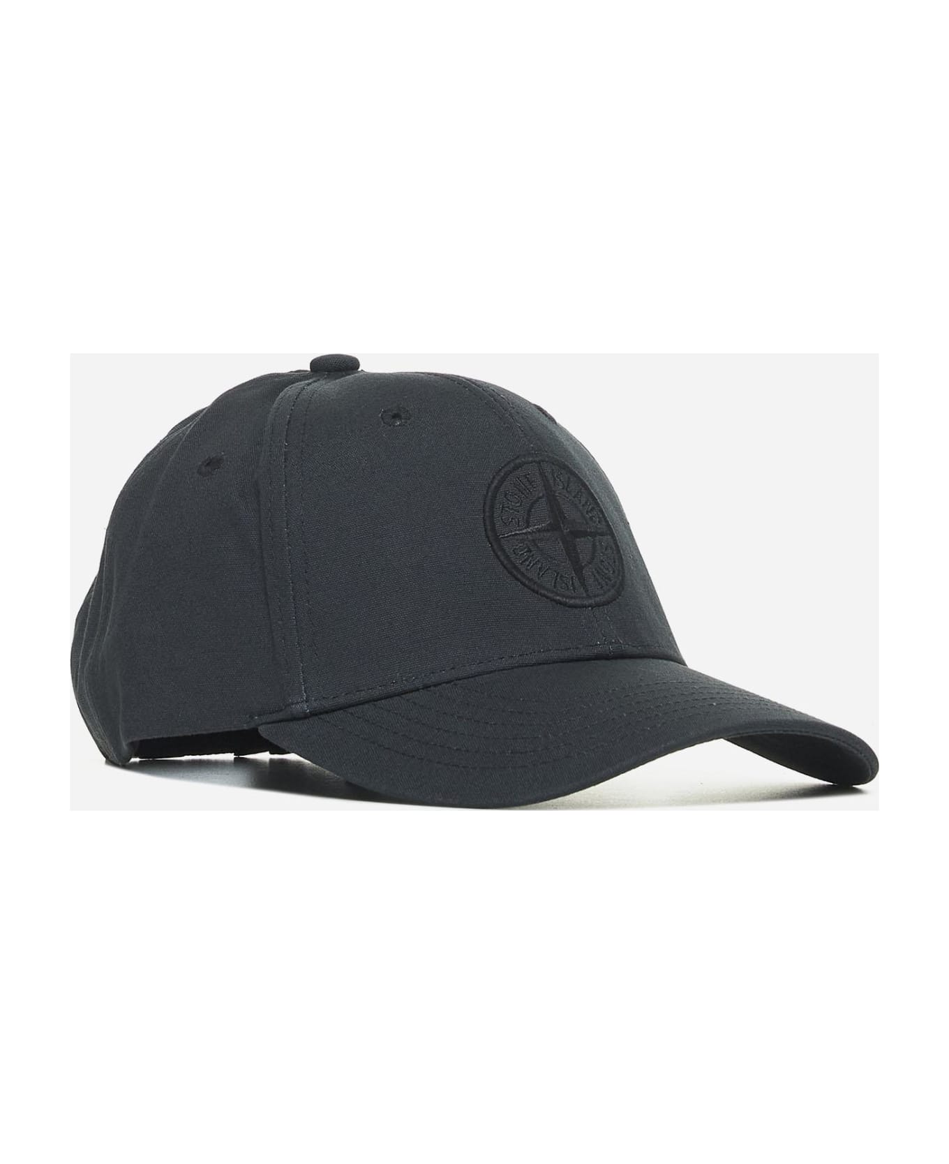 Stone Island Logo Cotton Baseball Cap - Nero