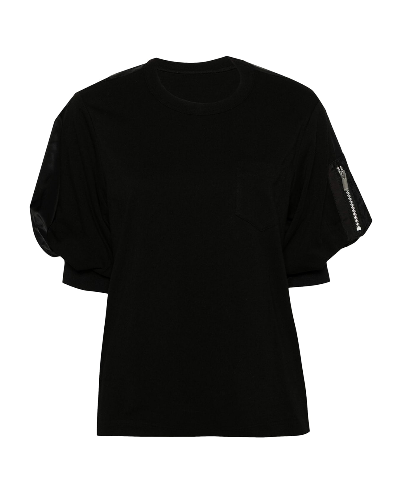 Sacai Nylon Twill X Cotton Jersey T-shirt - Black