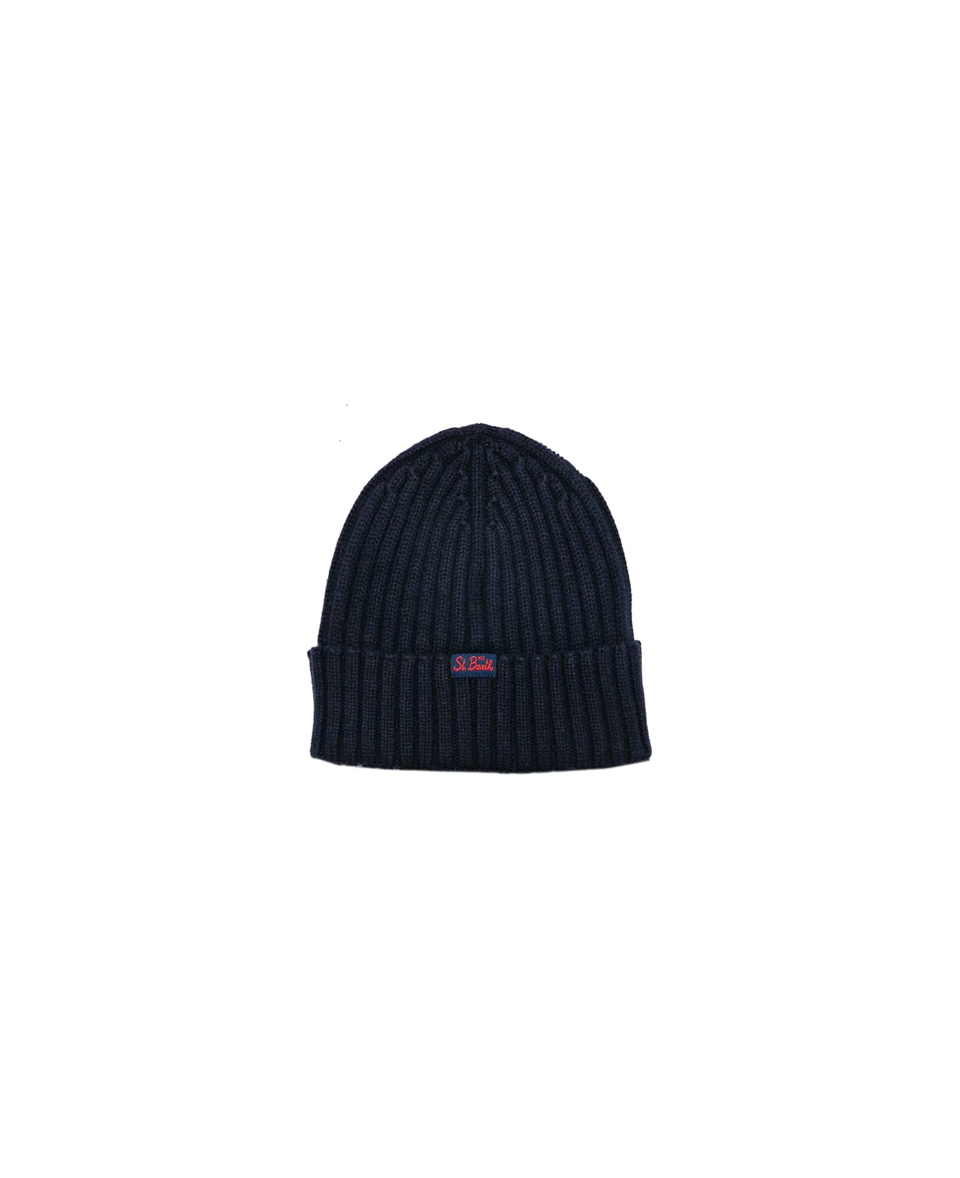 MC2 Saint Barth Blended Cashmere Hat With St. Barth Navy Patch - BLUE