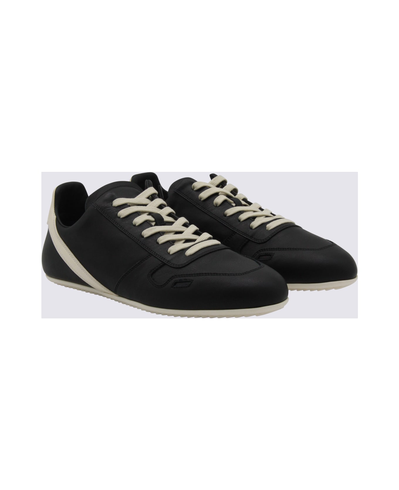 Rick Owens Black Leather Minimal Sneakers - BLACK-MILK