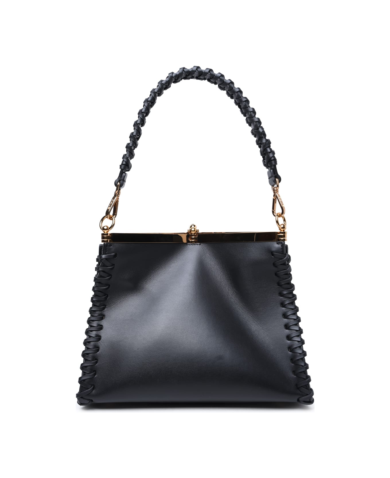 Etro Small 'vela' Black Leather Bag - Black トートバッグ