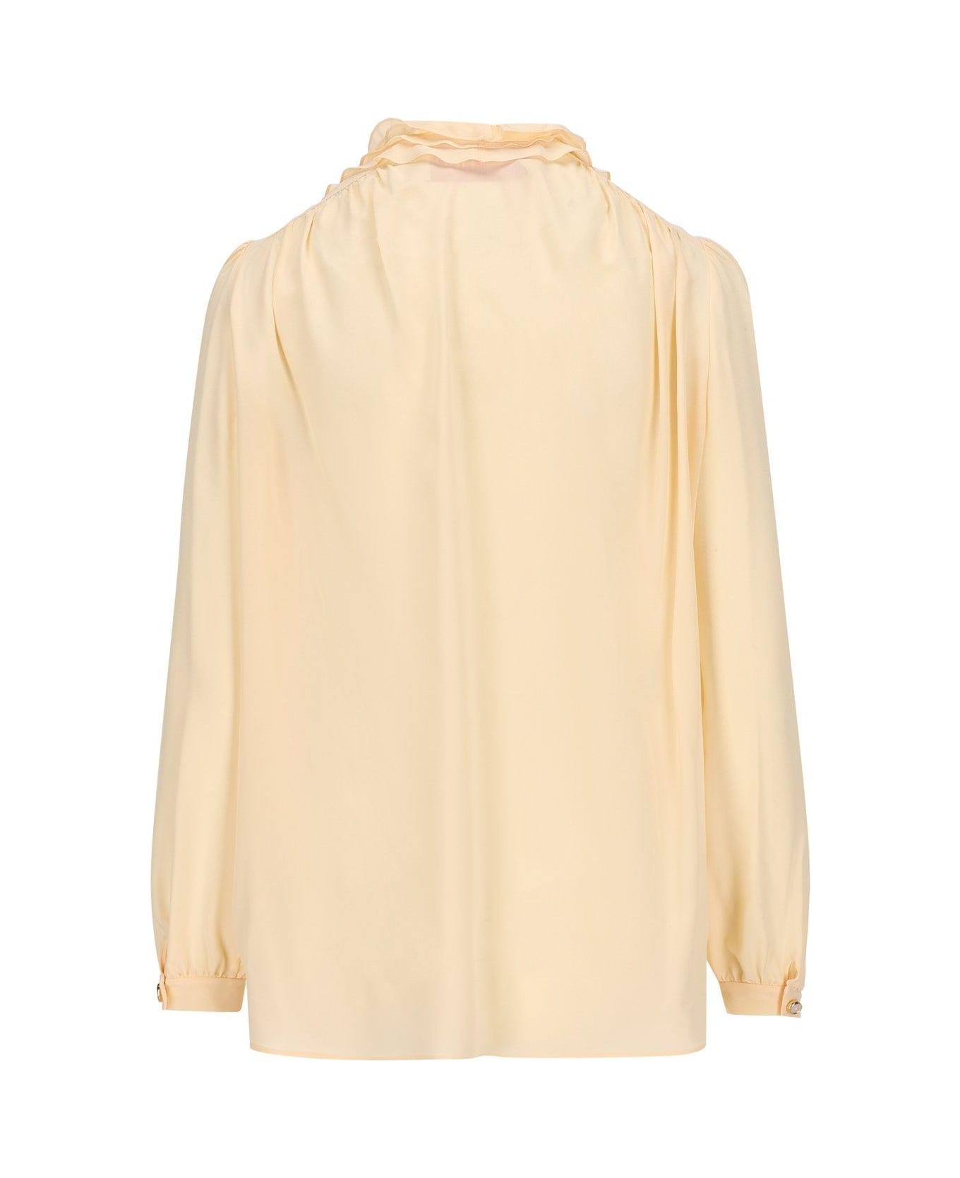 Valentino Ruffled Straight Hem Shirt - Beige