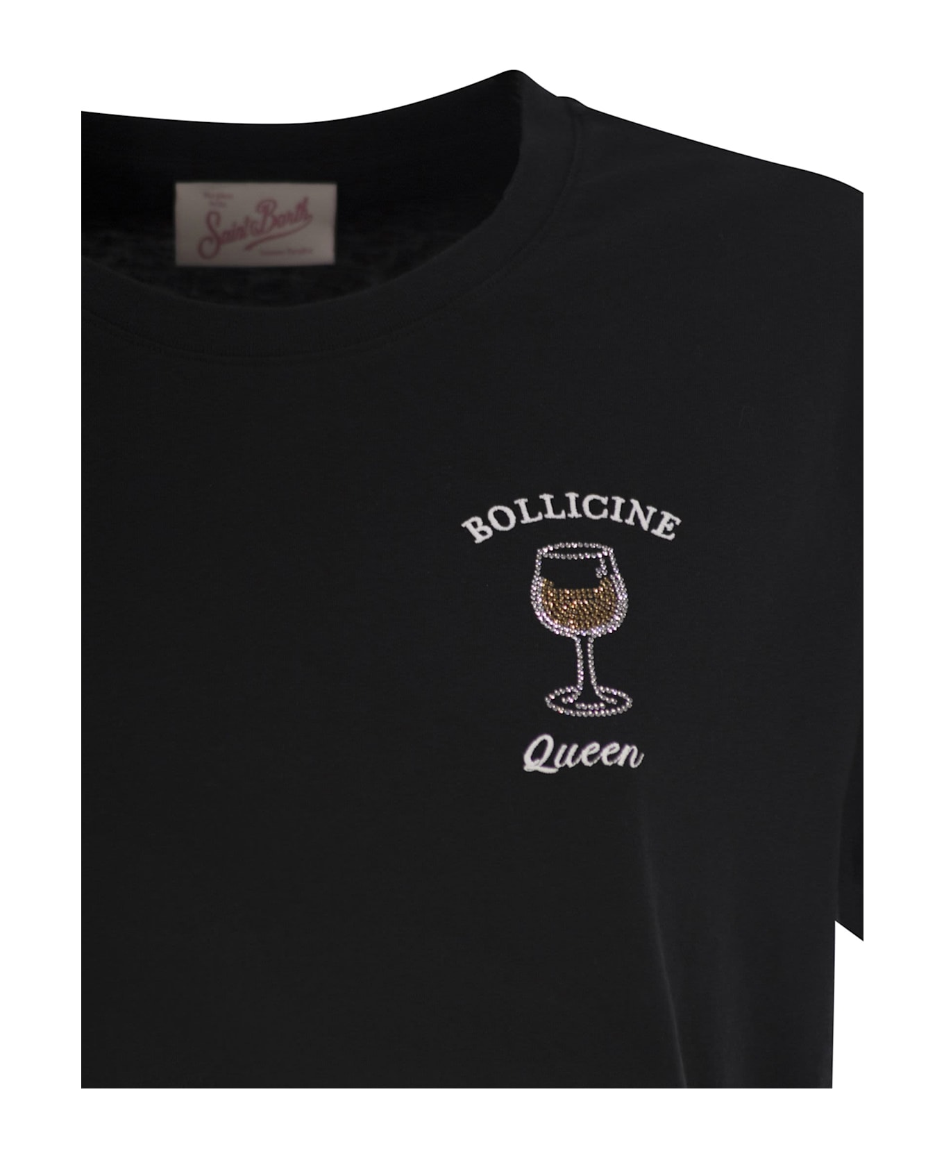 MC2 Saint Barth Emilie - T-shirt With Embroidery On Chest - Black