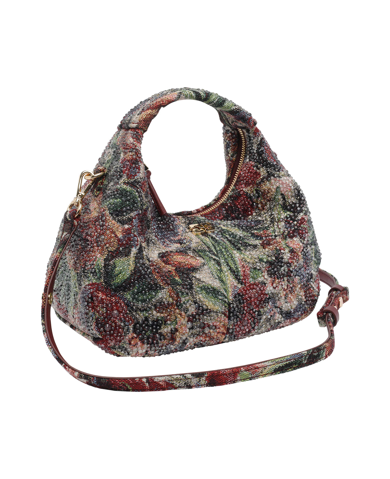 Ganni Mini Tapestry Strass Hobo Bag - MultiColour