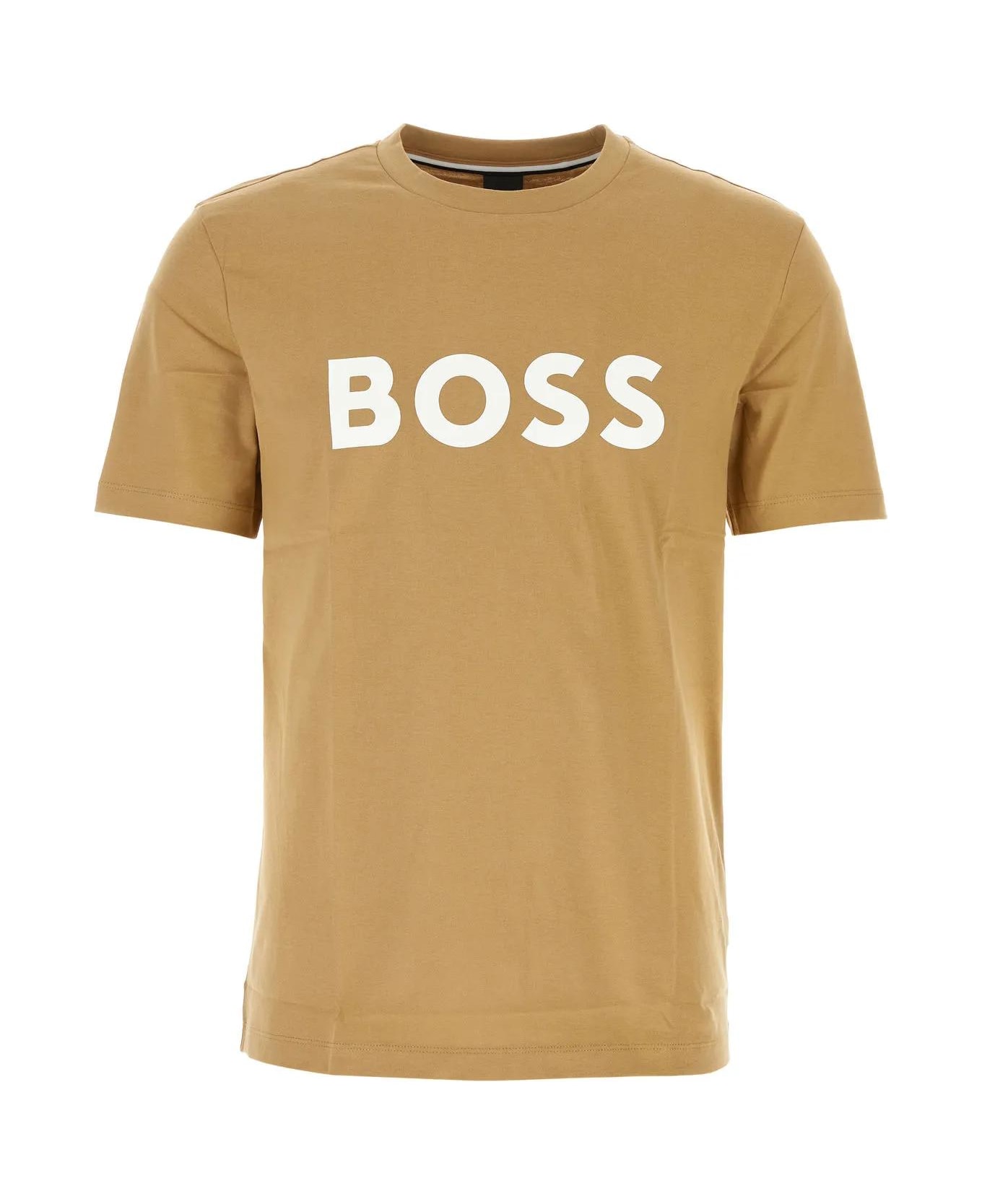 Hugo Boss Camel Cotton T-shirt - Medium Beige シャツ
