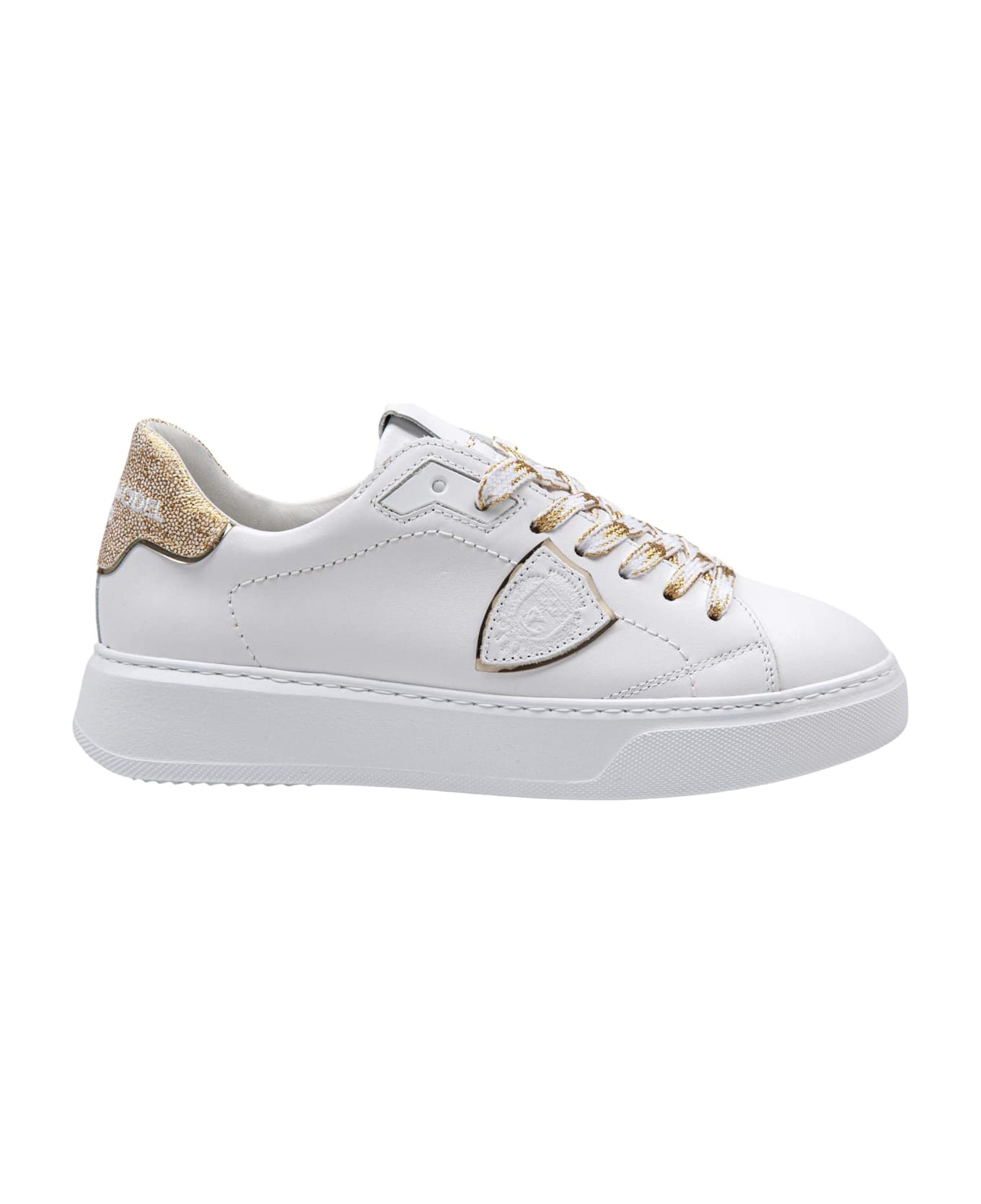 Philippe Model Temple Leather Sneakers Color White/gold - White/Gold
