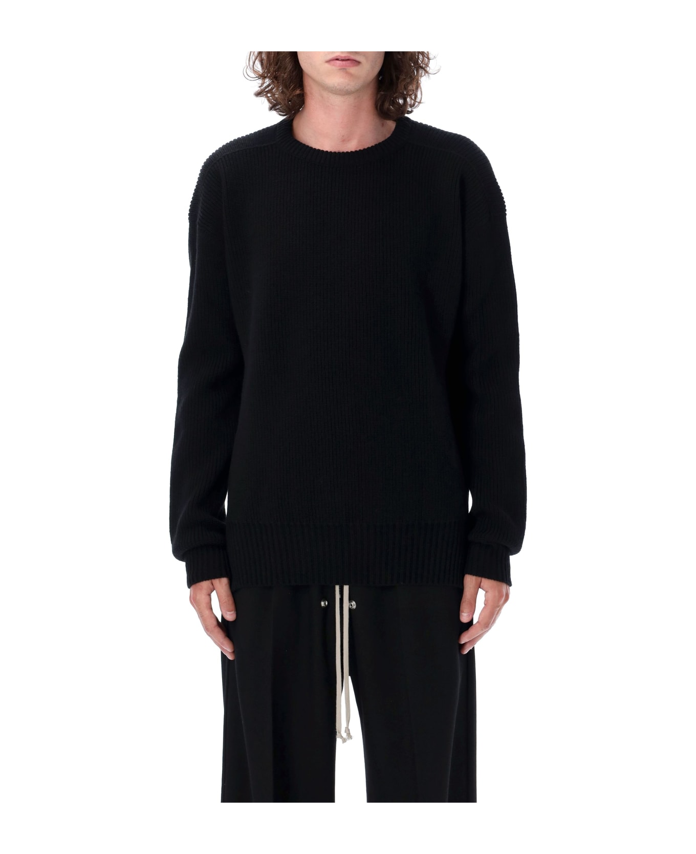 Rick Owens Fisherman Roundneck Sweater - BLACK