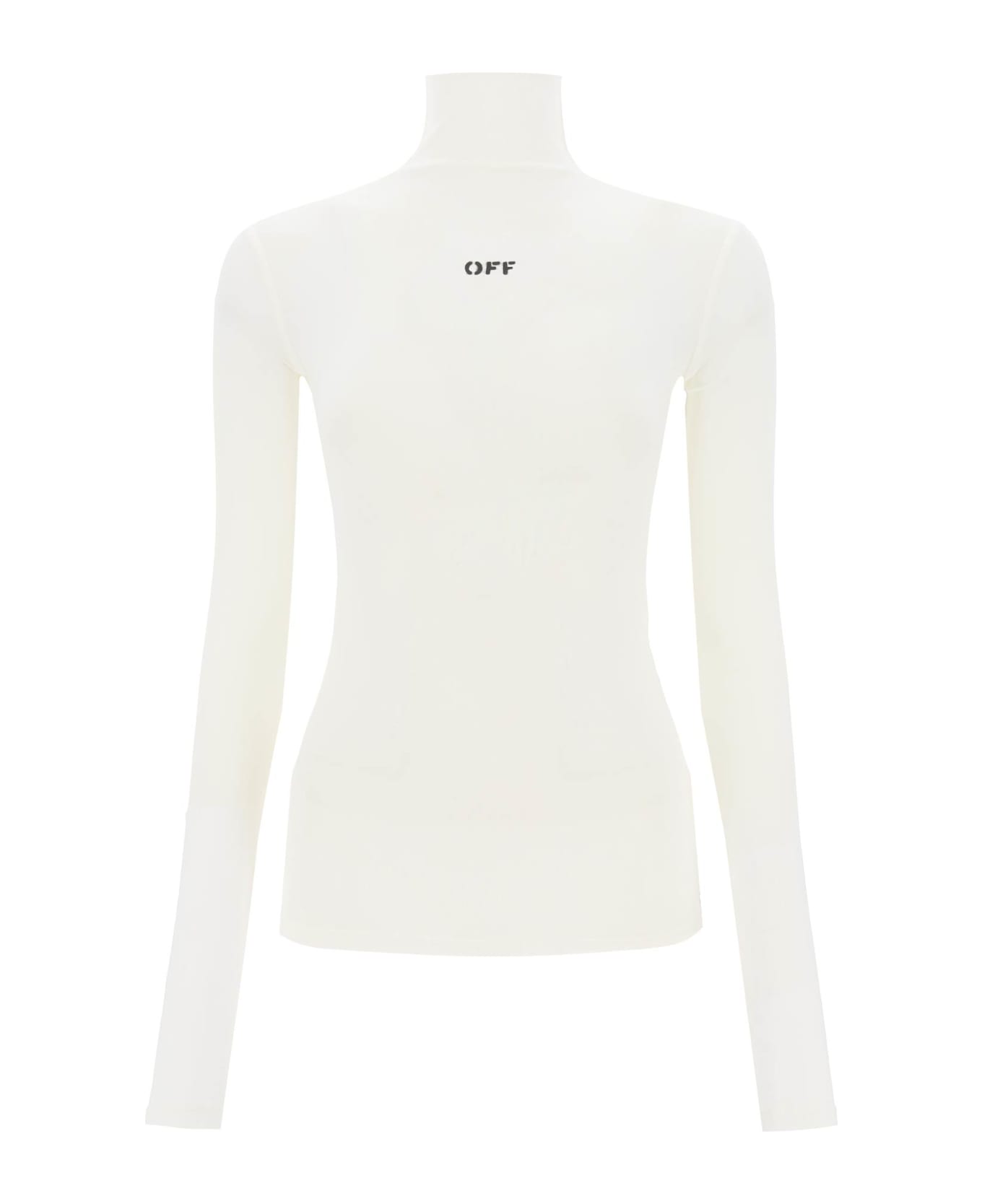 Off-White Funnel-neck T-shirt With Off Logo - WHITE BLACK (White) ニットウェア