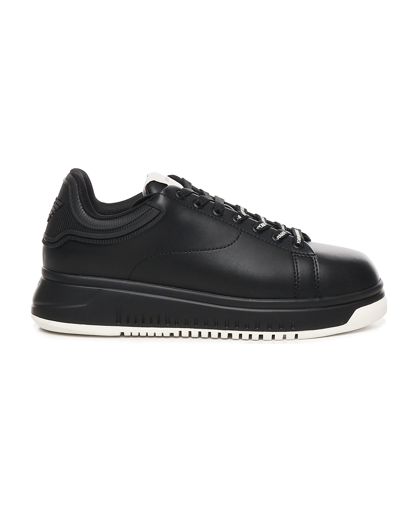 Emporio Armani Leather Sneakers - Black