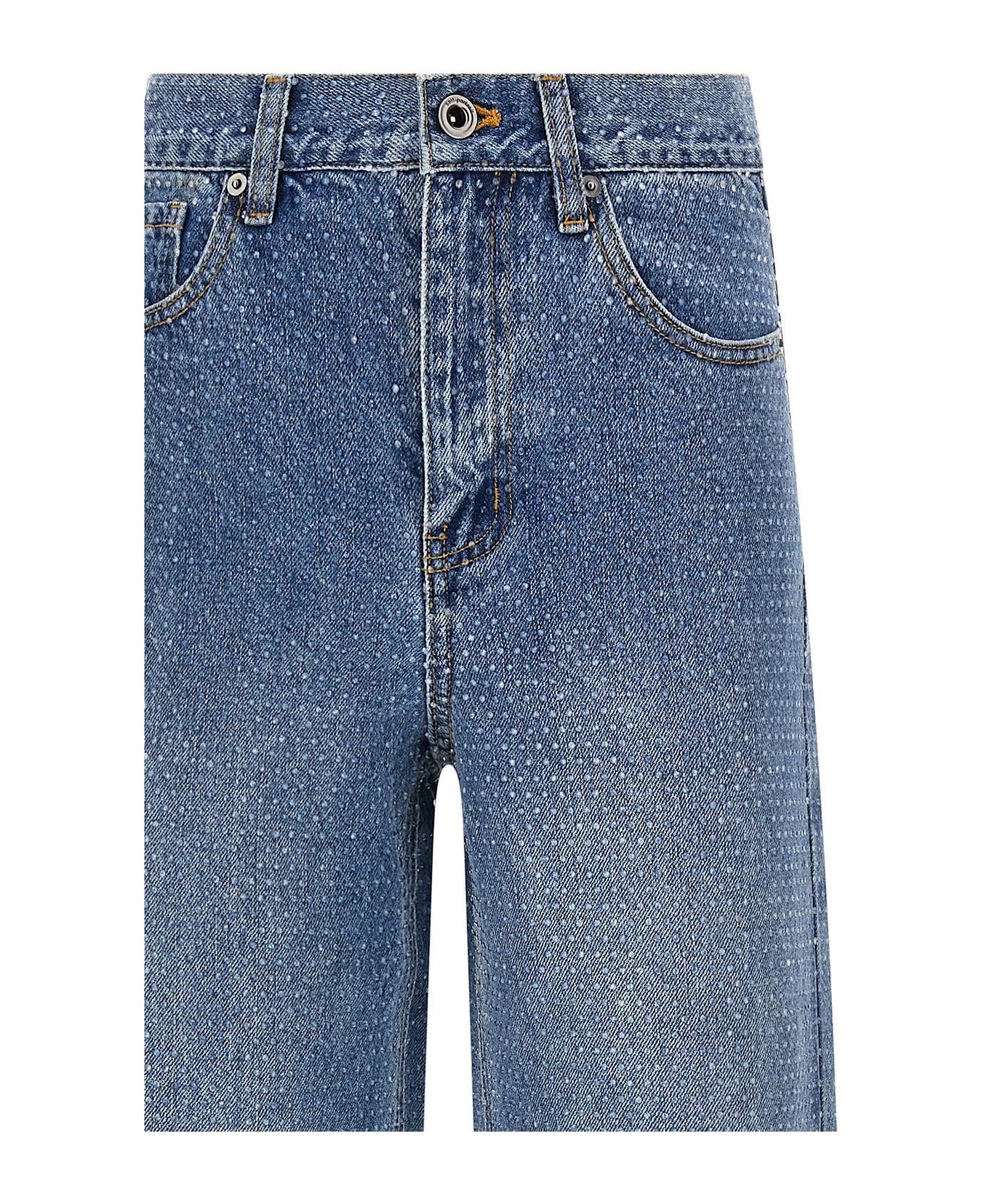 self-portrait 'rhinestone Denim Straight Leg' Jeans - Blue