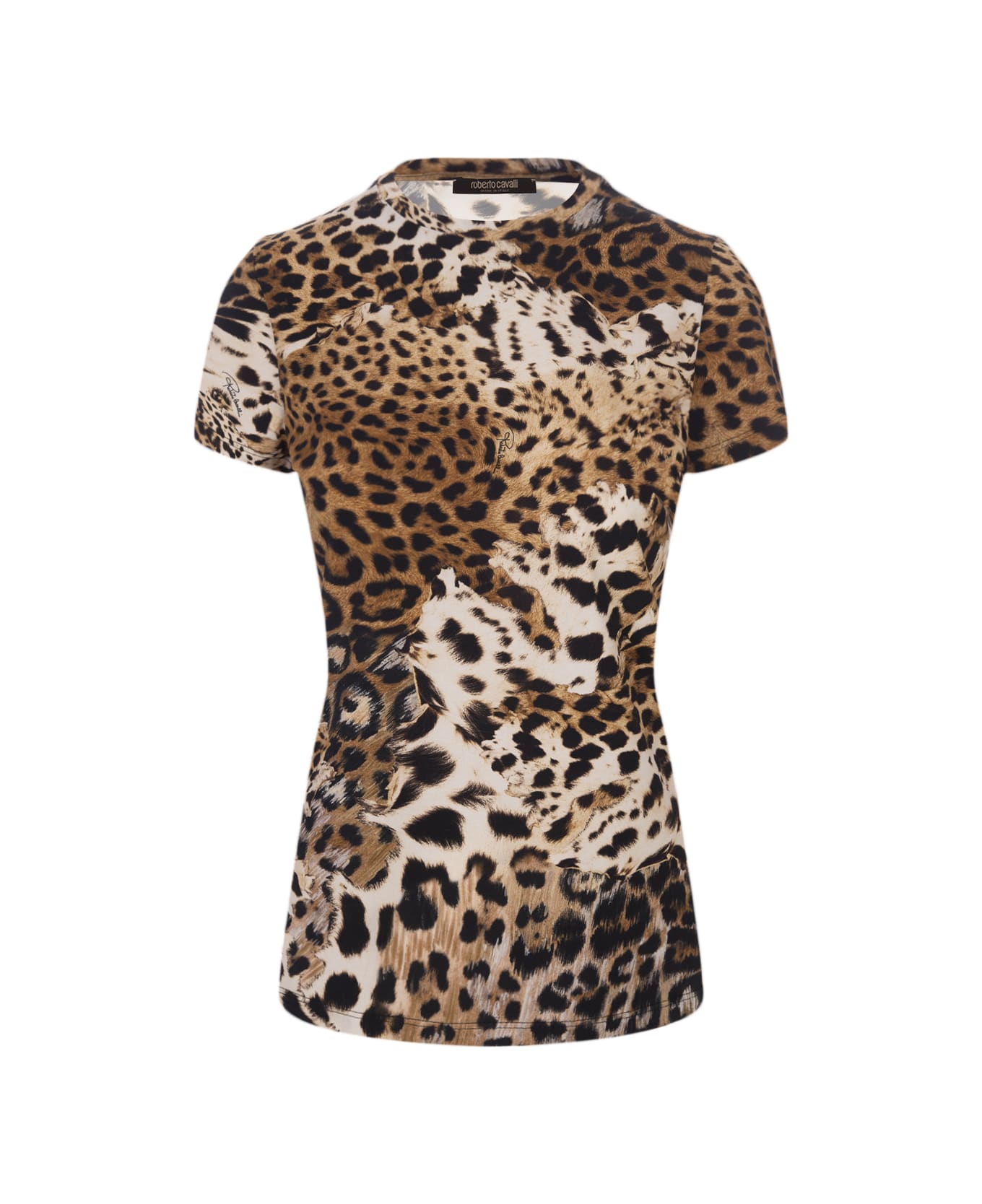 Roberto Cavalli T-shirt With Leopard Print - Brown Tシャツ