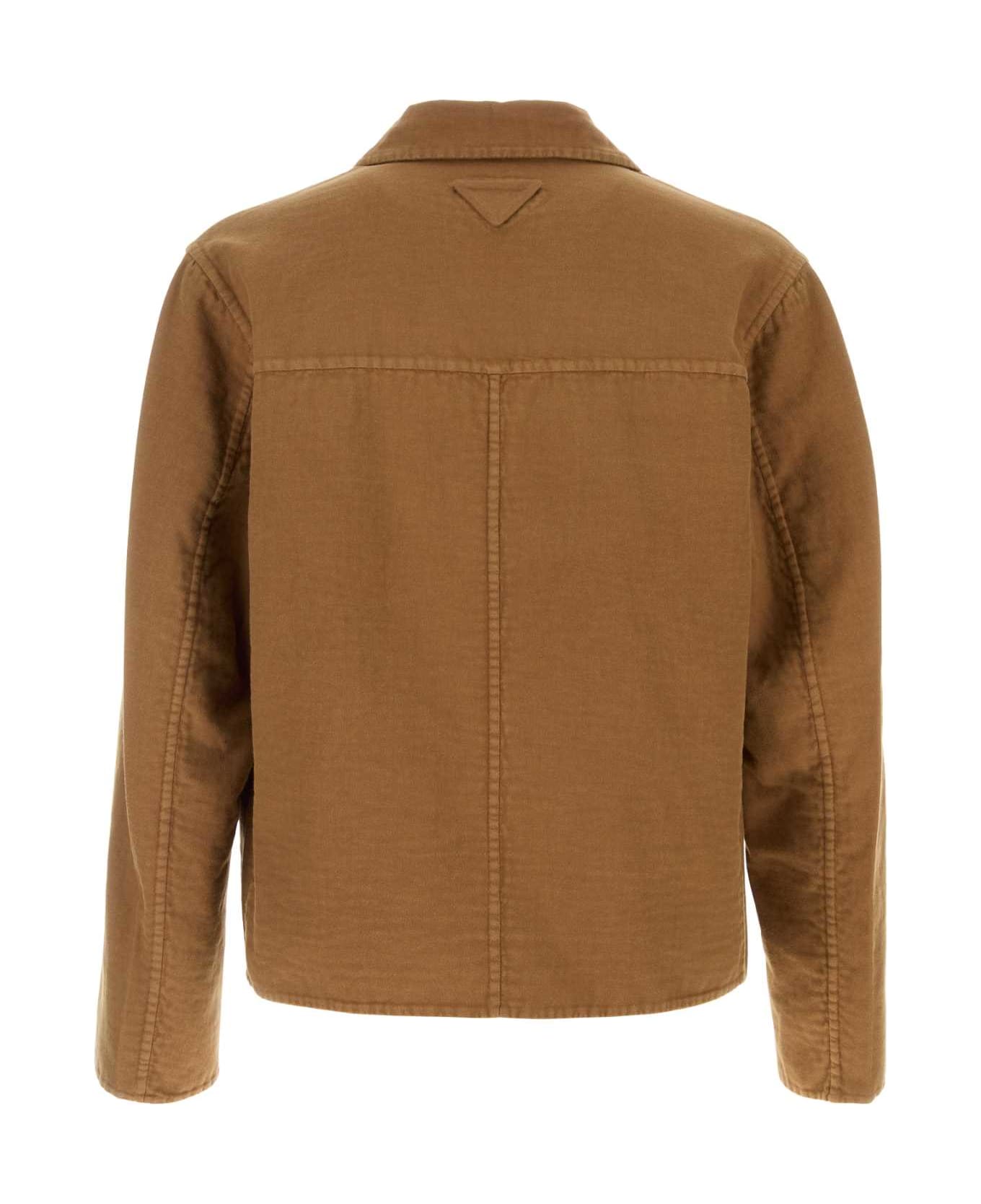 Prada Biscuit Cotton Blazer - CARAMELLO