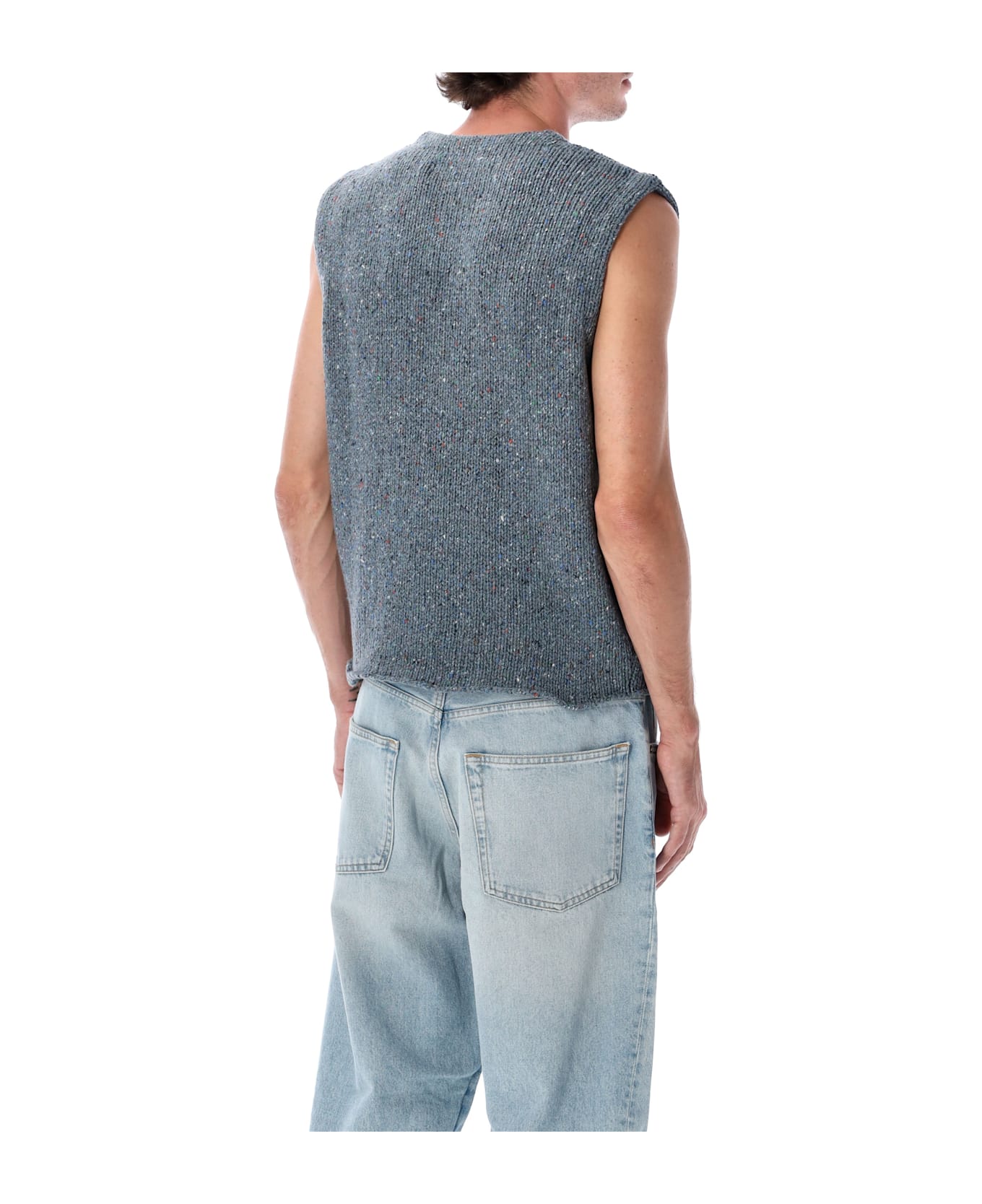 ERL Blue Mélange Knit Vest - BLUE