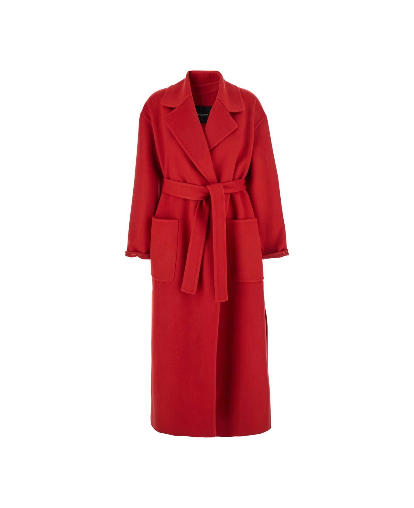 Fabiana Filippi Red Coat With Wide Notched Revers In Virgin Wool Woman - Red
