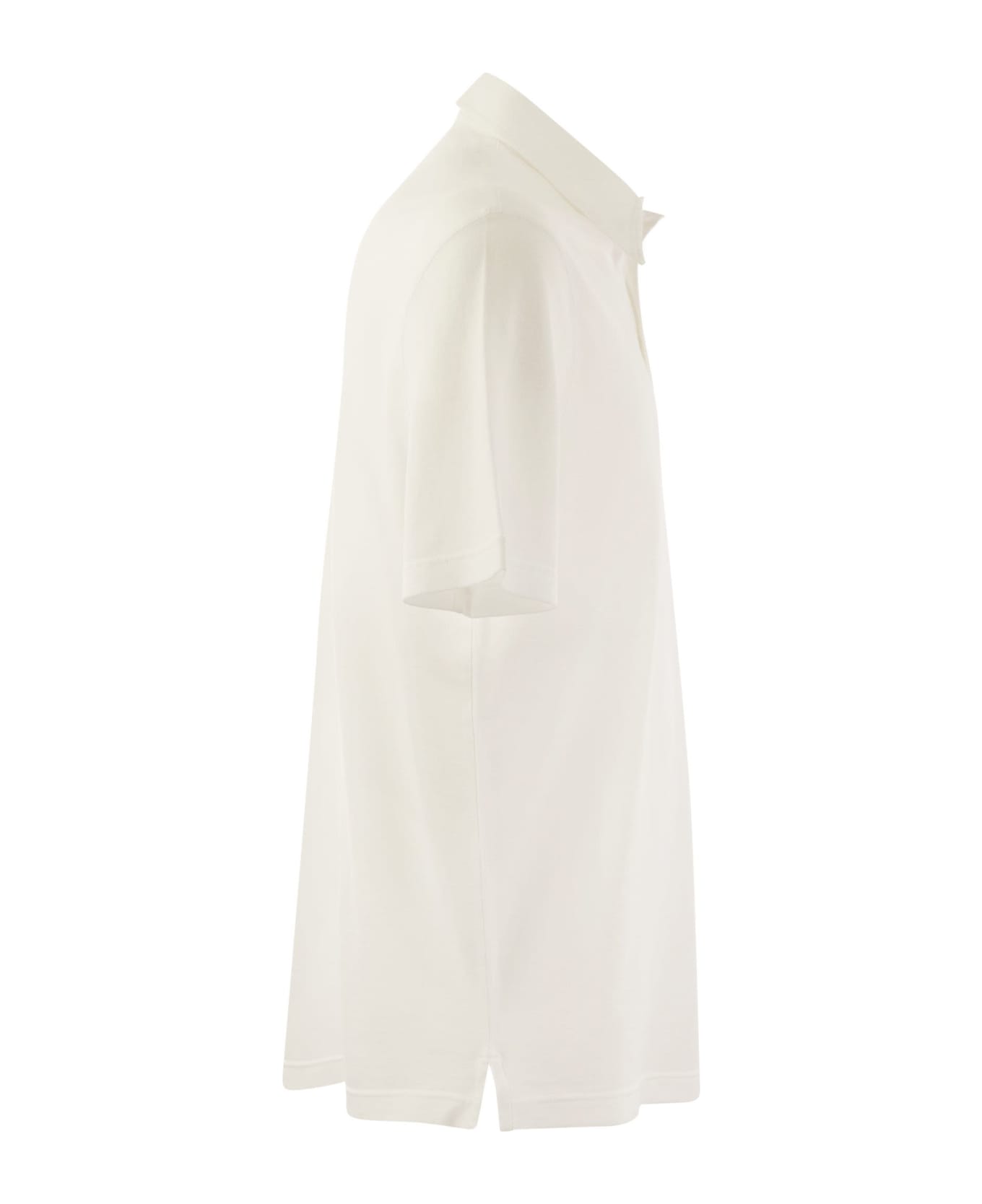 Fedeli Short-sleeved Cotton Polo Shirt - White