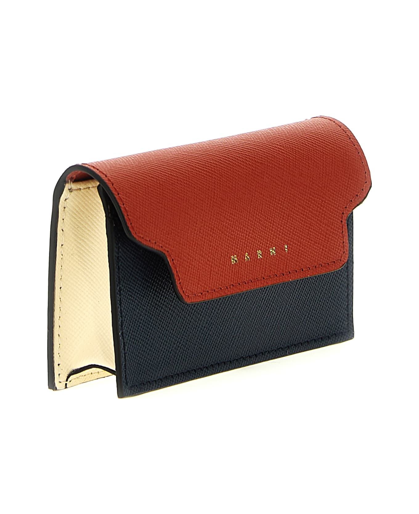 MARNI 装飾的非対称イヤリンク ORMV0570A0P6527 00V11 Bifold Venice Cardholder with Marbled Interior in Black