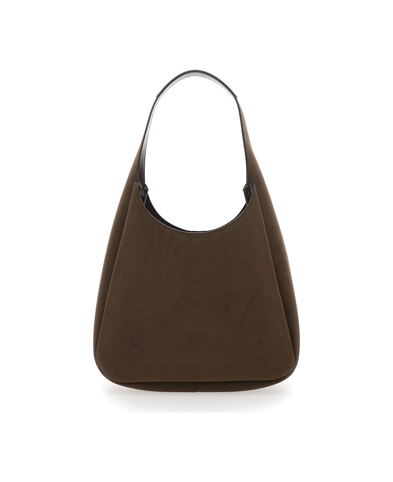 Stella McCartney Logo Large Hobo Bag Embossed Grainy Alter Suede - Brown