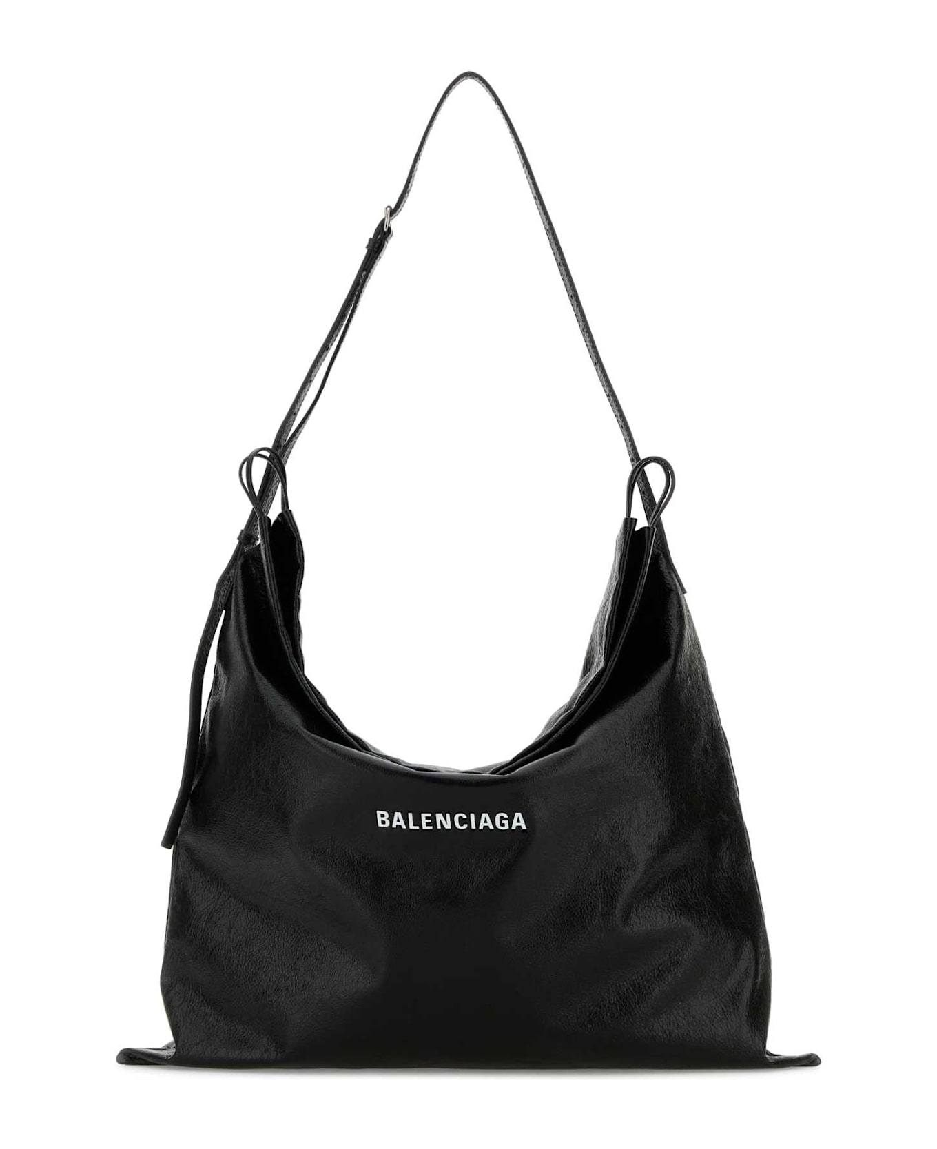 Balenciaga Black Leather Large Dust Shopping Bag - BLACKLWHITE