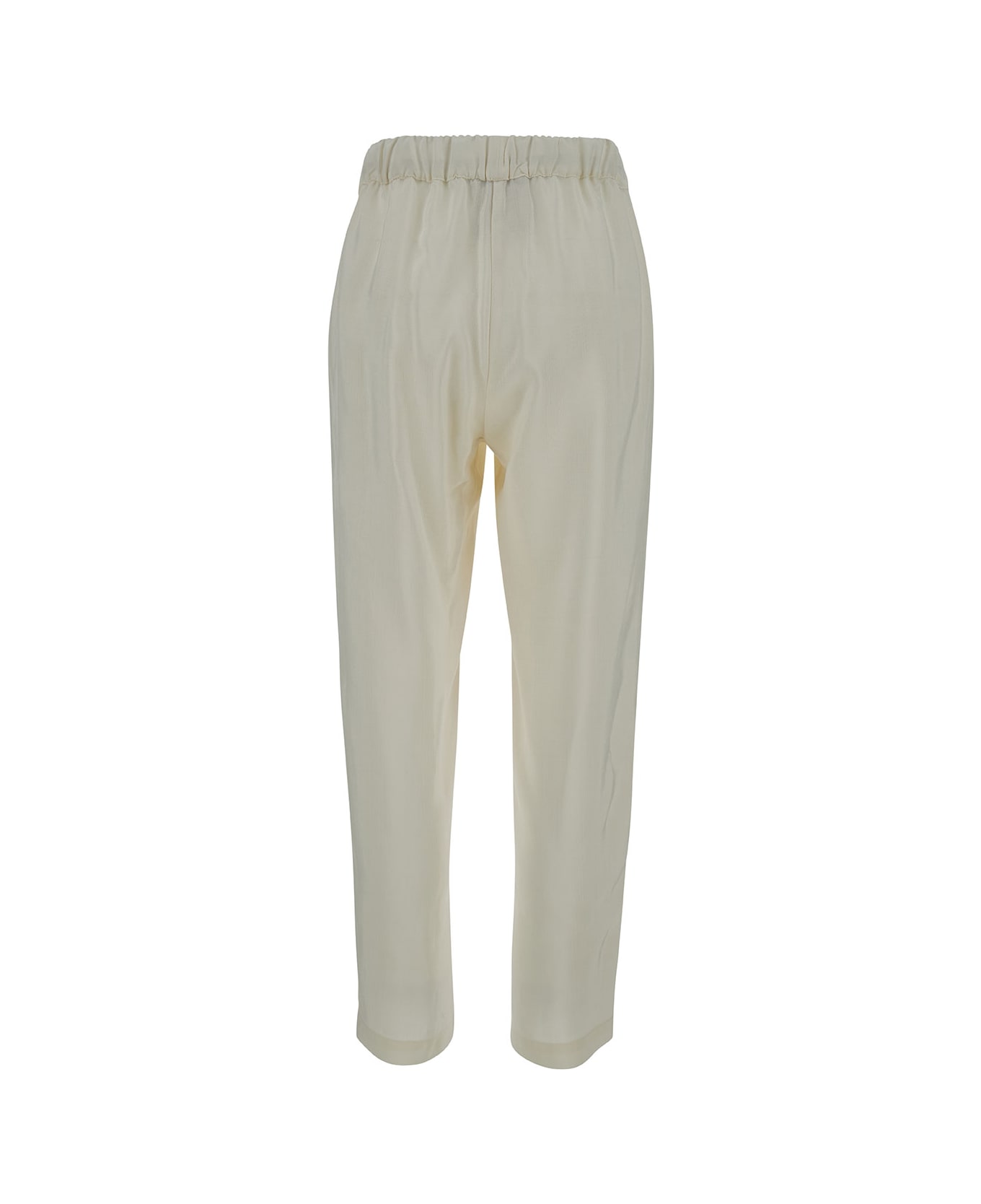 SEMICOUTURE Off-white Pants With Drawstring In Viscose Woman - White