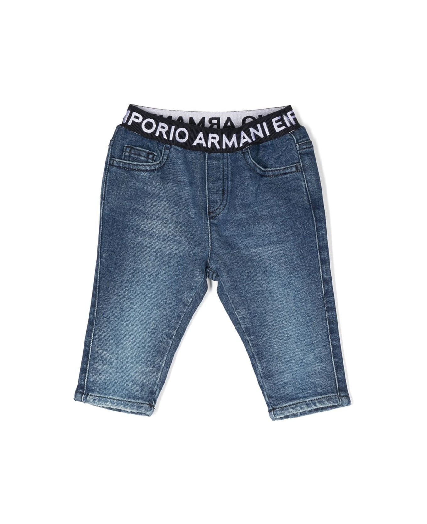Emporio Armani Logo-waistband Slim Jeans - Blue