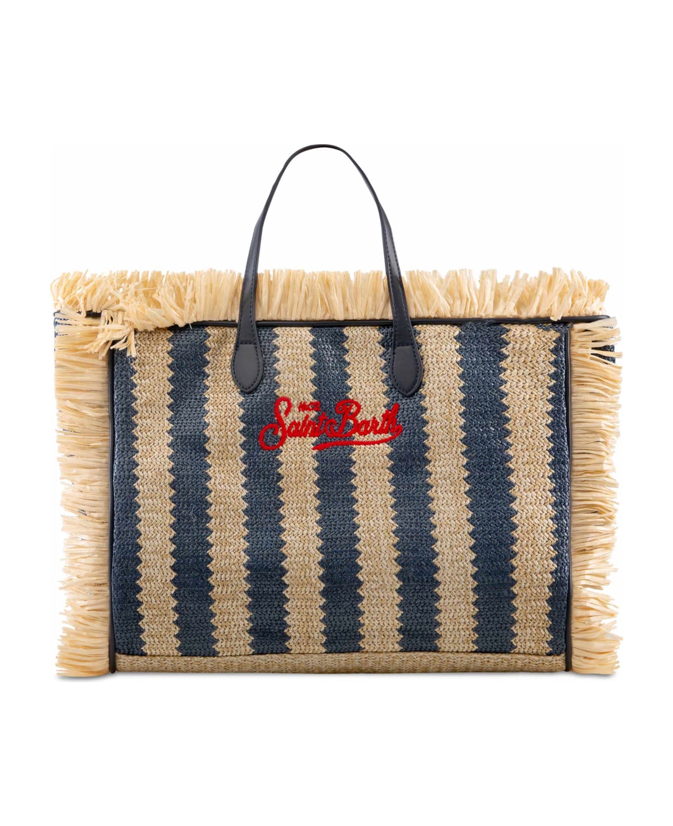 MC2 Saint Barth Vanity Straw Bag With Embroidery - BLUE トートバッグ