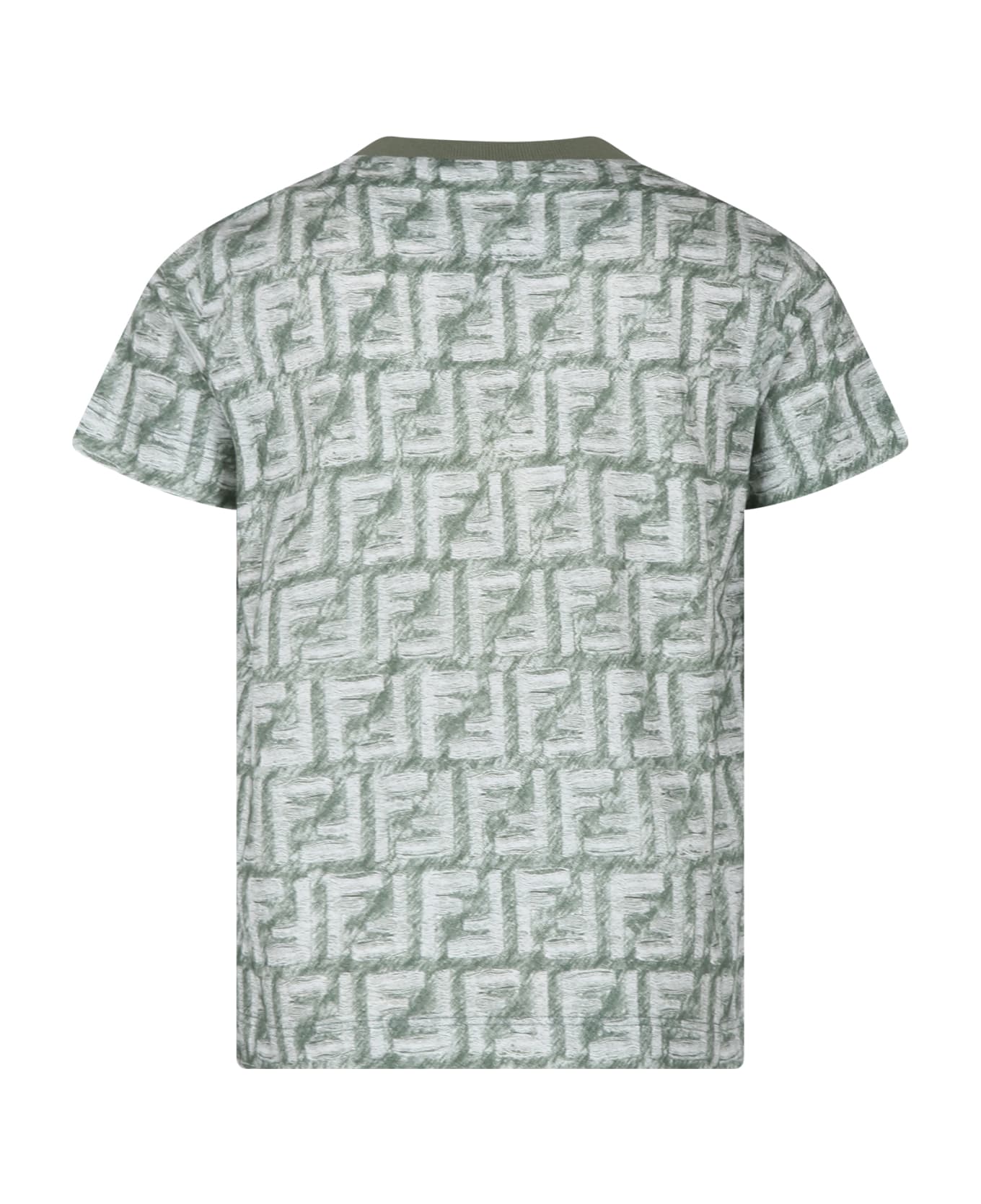 Fendi Green T-shirt For Boy With Iconic Ff - Green