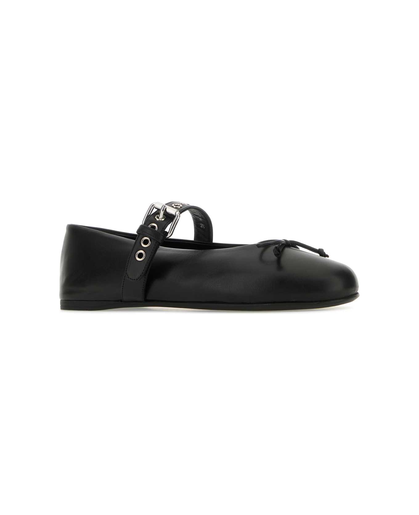 Miu Miu Black Leather Ballerinas - NERO