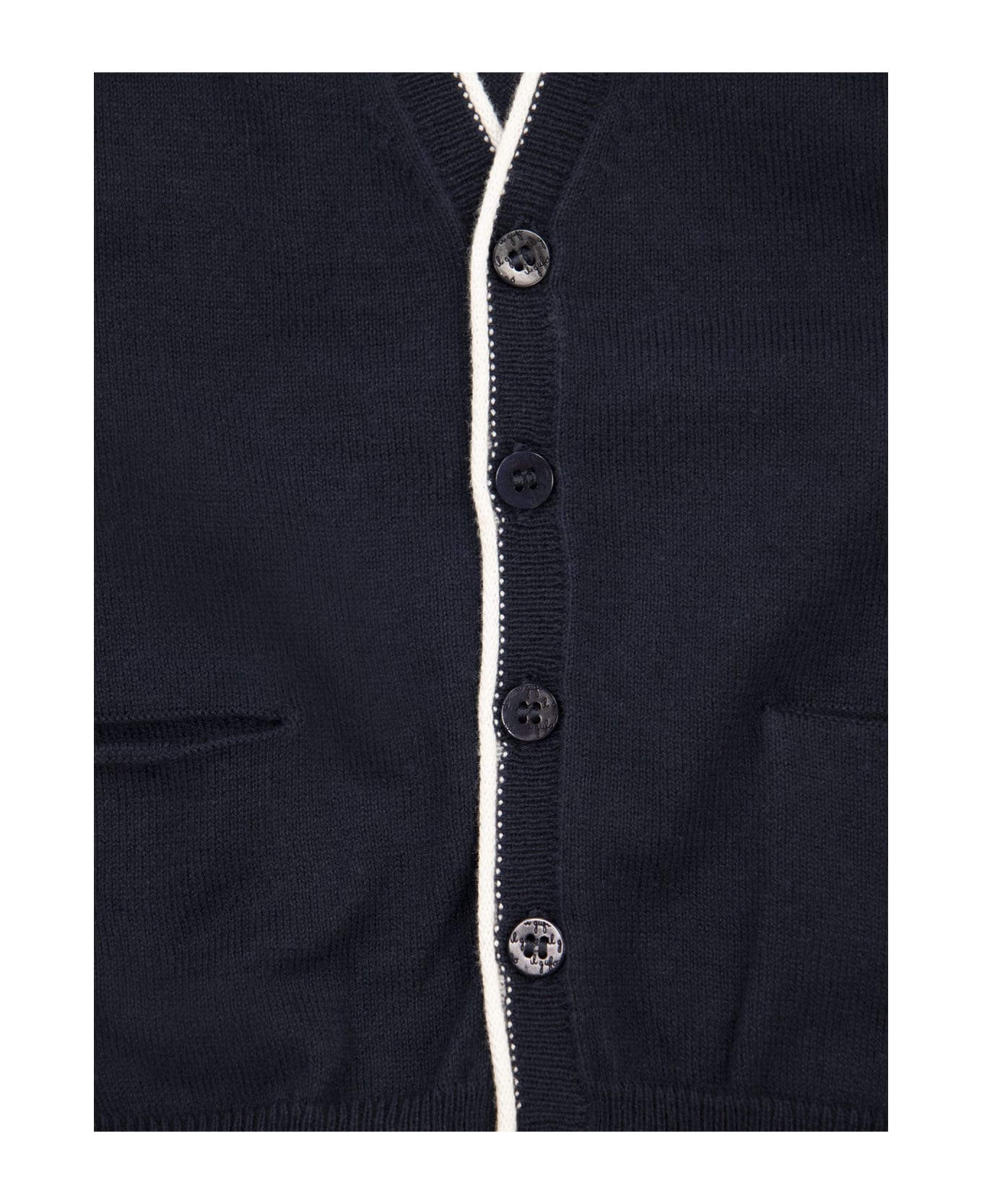 Il Gufo Cotton Waistcoat With Contrasting Profiles - Blue