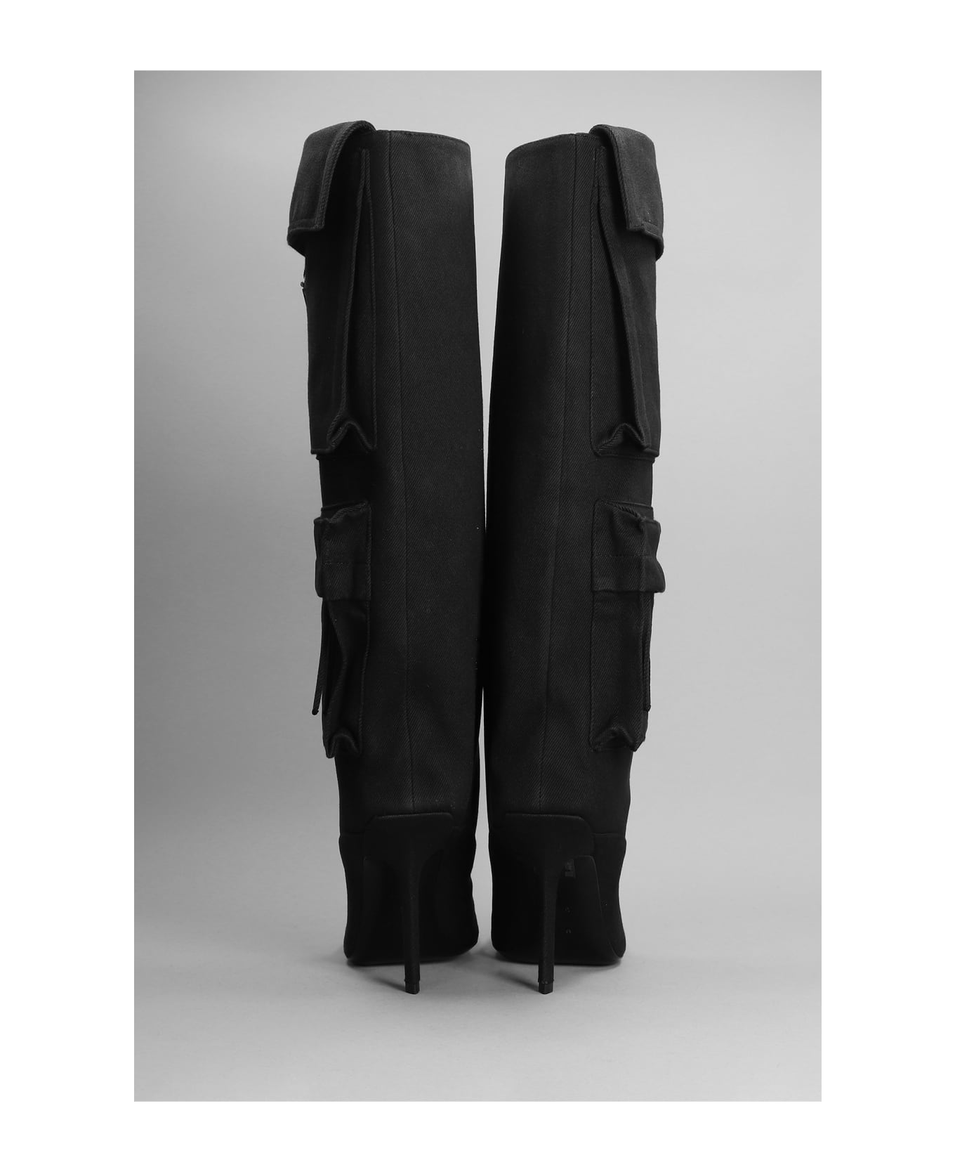 The Attico Sienna Tube High Heels Boots In Black Canvas - black