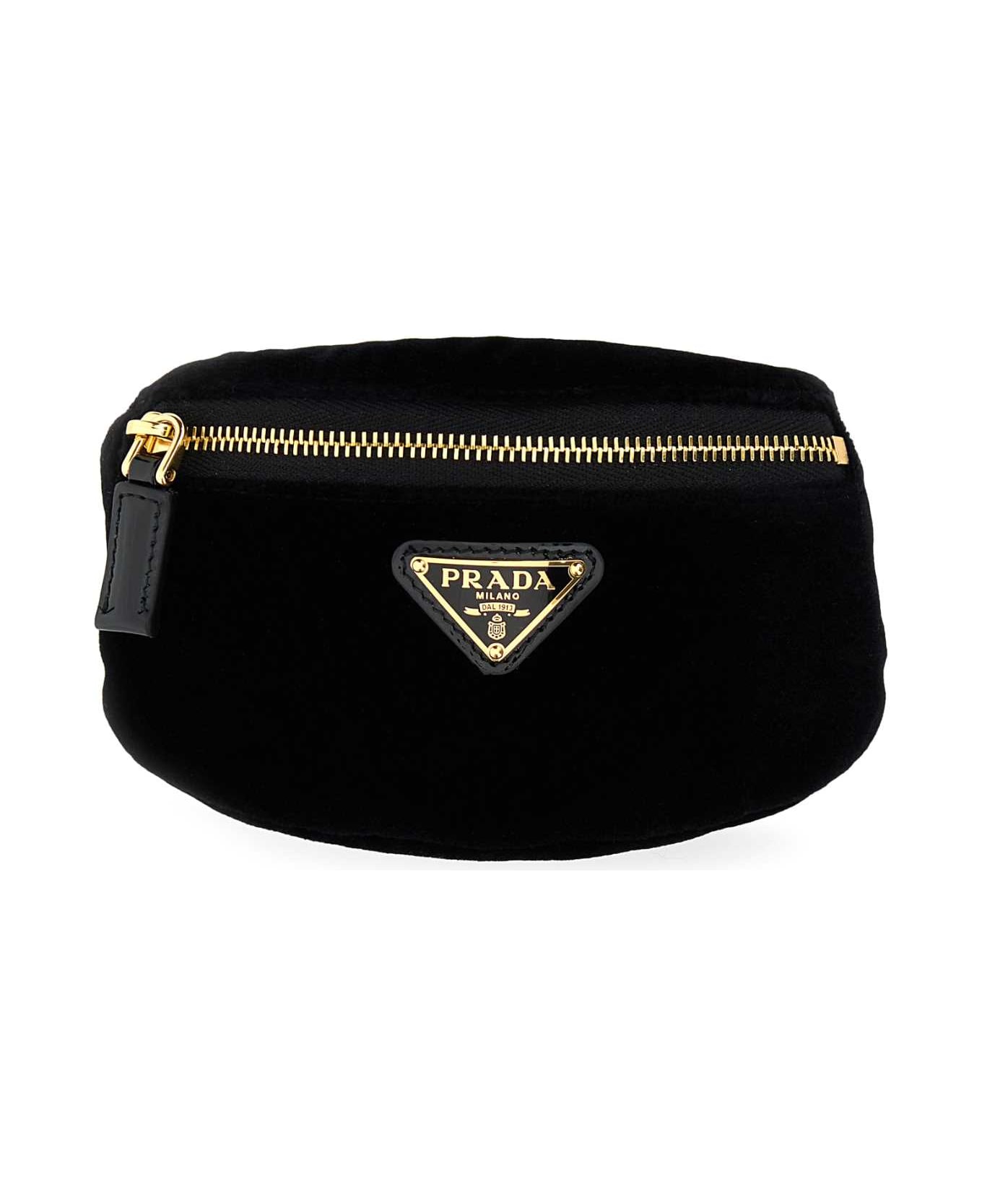 Prada Black Velvet Wrist Pouch - NERO