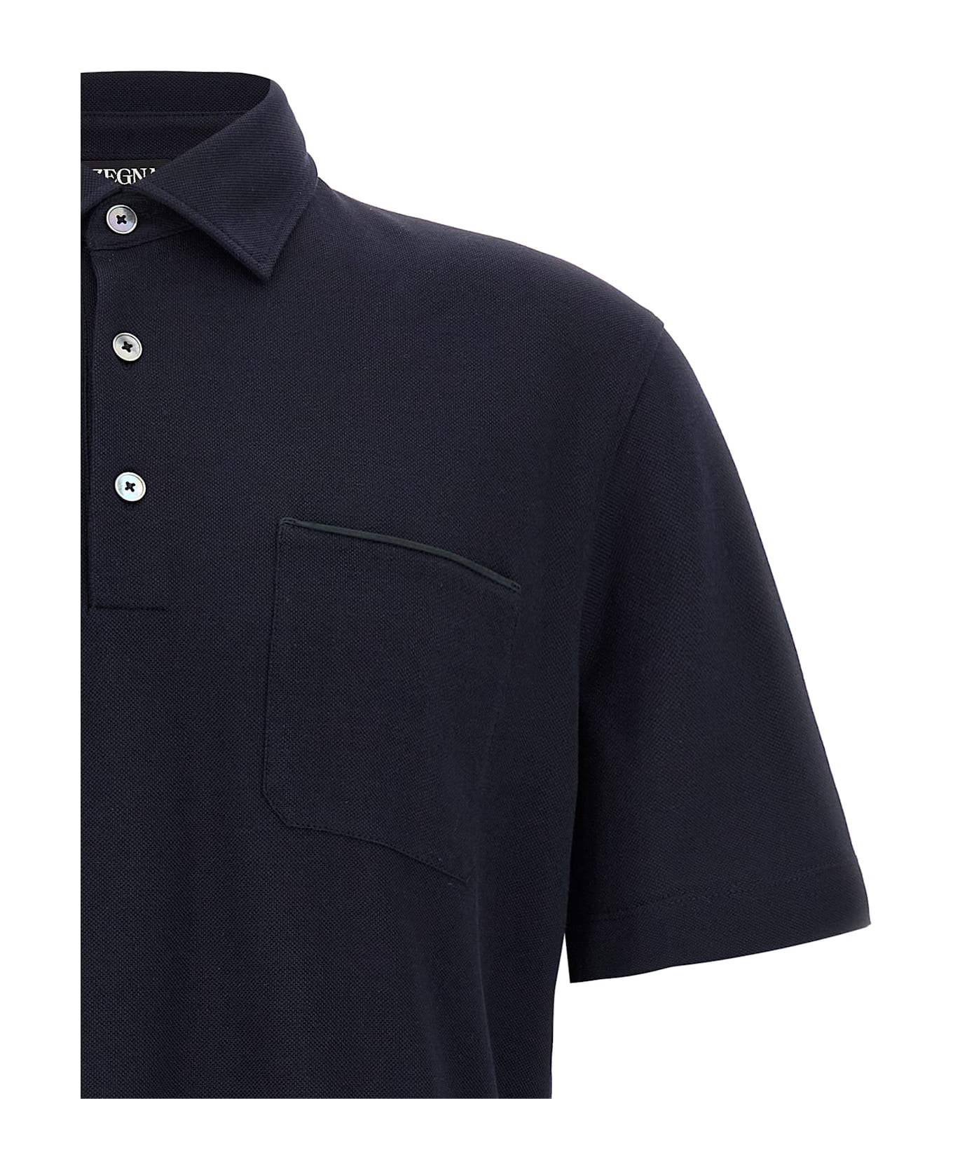 Zegna Piqué Polo Shirt - Blue