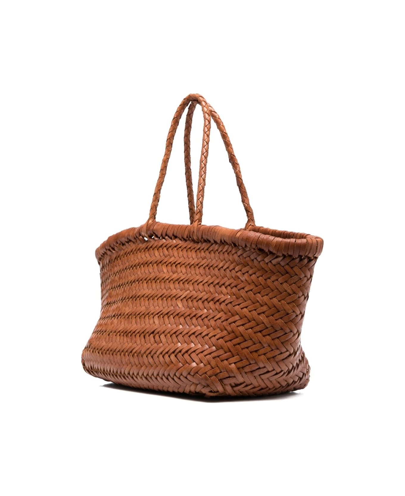 Dragon Diffusion 
triple Jump
 Tan Brown Small Tote Bag In Braided Leather Woman - Brown