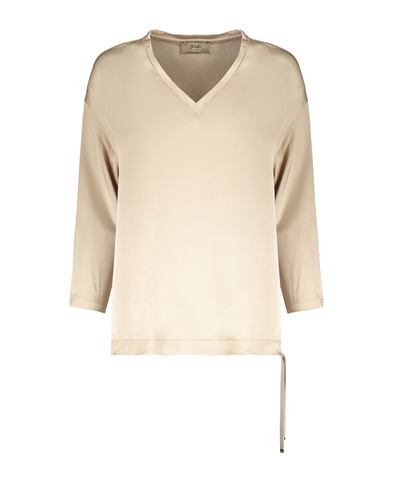 Herno Beige Blouse With Long Sleeves V-neck - Beige