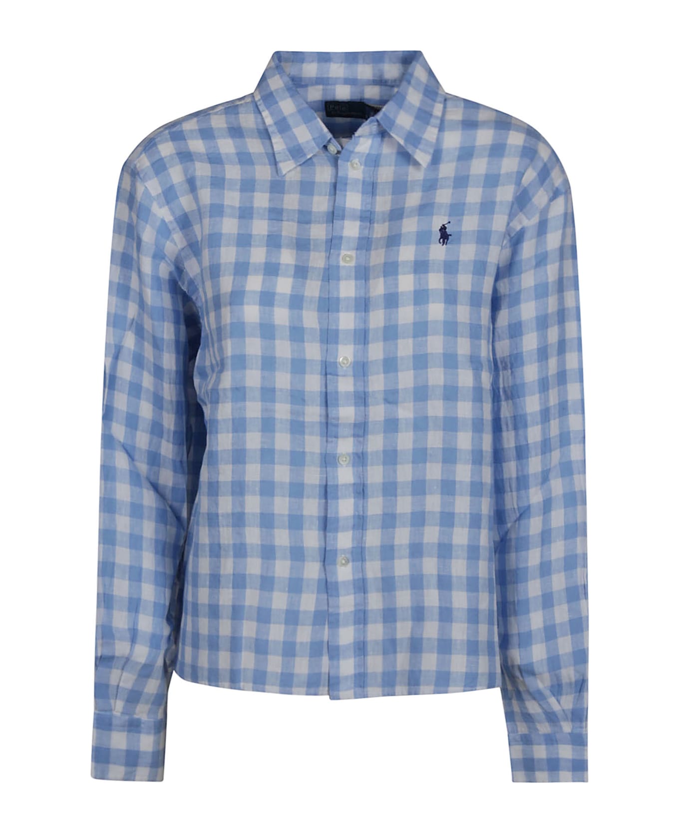 Polo Ralph Lauren Long Sleeve Button Front Shirt - Austin Blue/white