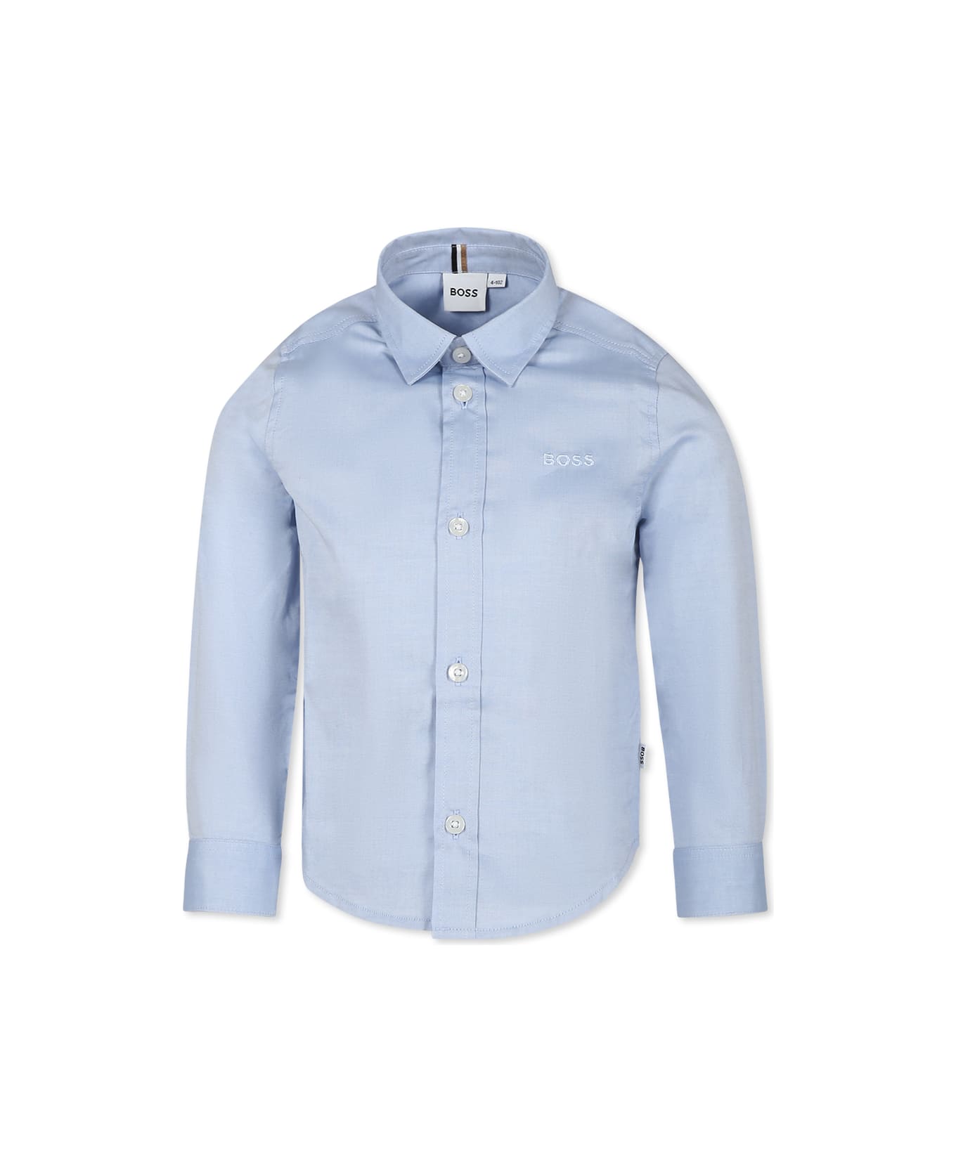 Hugo Boss Light Blue Shirt For Boy With Logo - Light Blue
