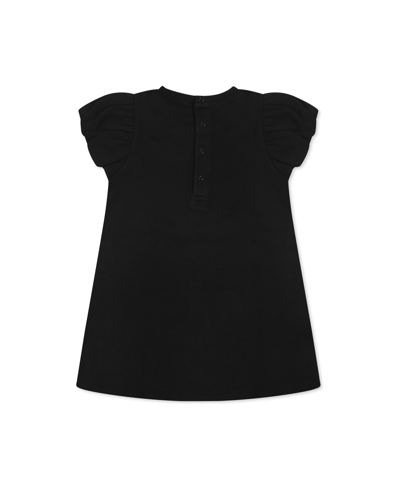 Marc Jacobs Black Dress For Baby Girl With Bag Print - Black